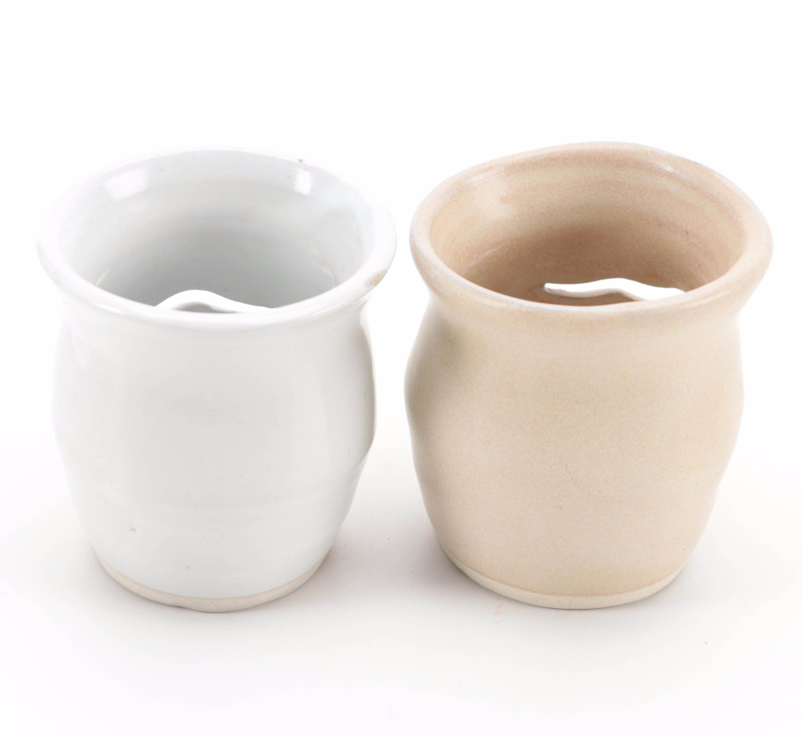 Peter Petrie and Jim Leadbetter Stoneware Art Pottery Egg Separators