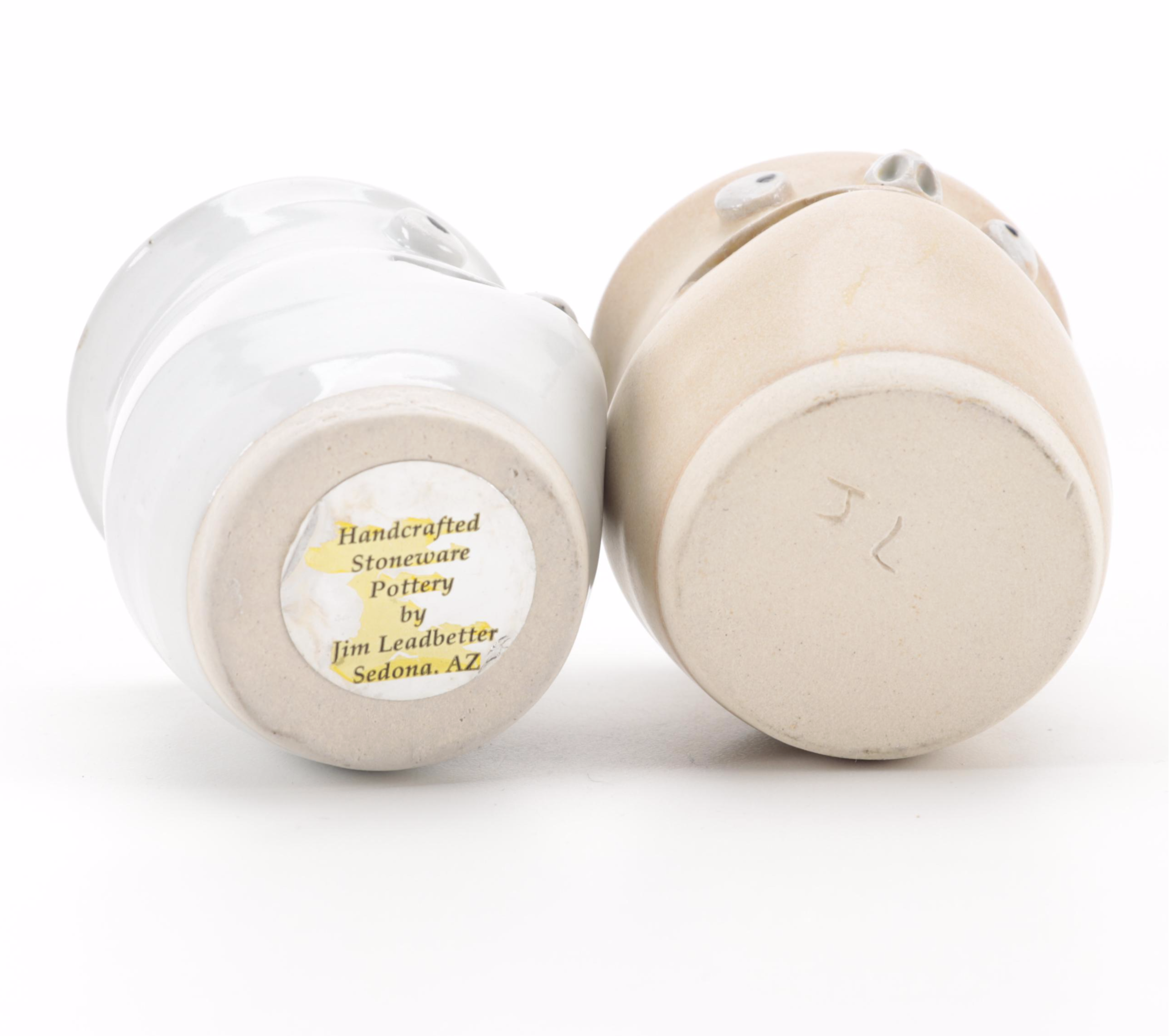 Peter Petrie and Jim Leadbetter Stoneware Art Pottery Egg Separators