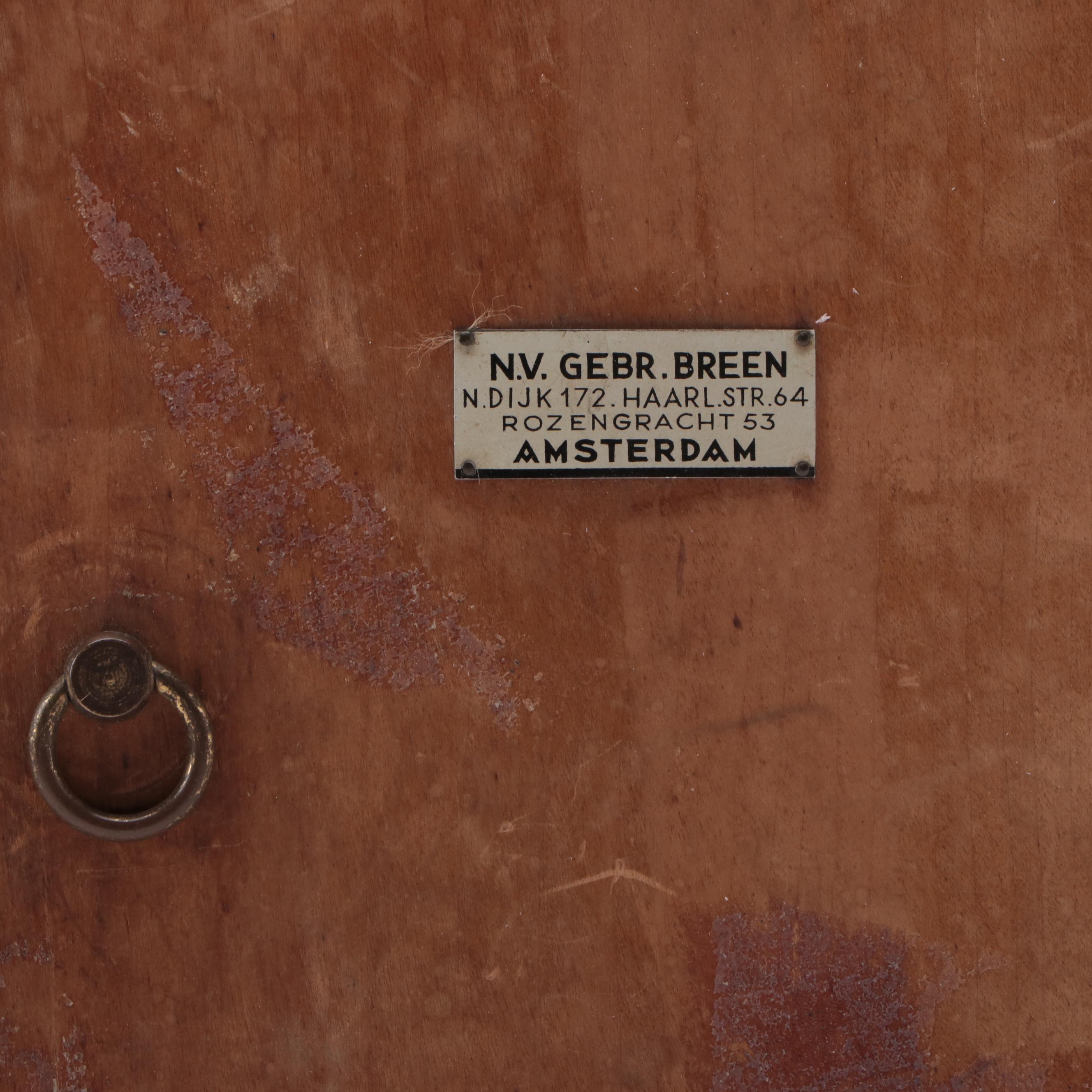 Art Deco German Stained Oak and Brass Mantel Clock, circa 1930s