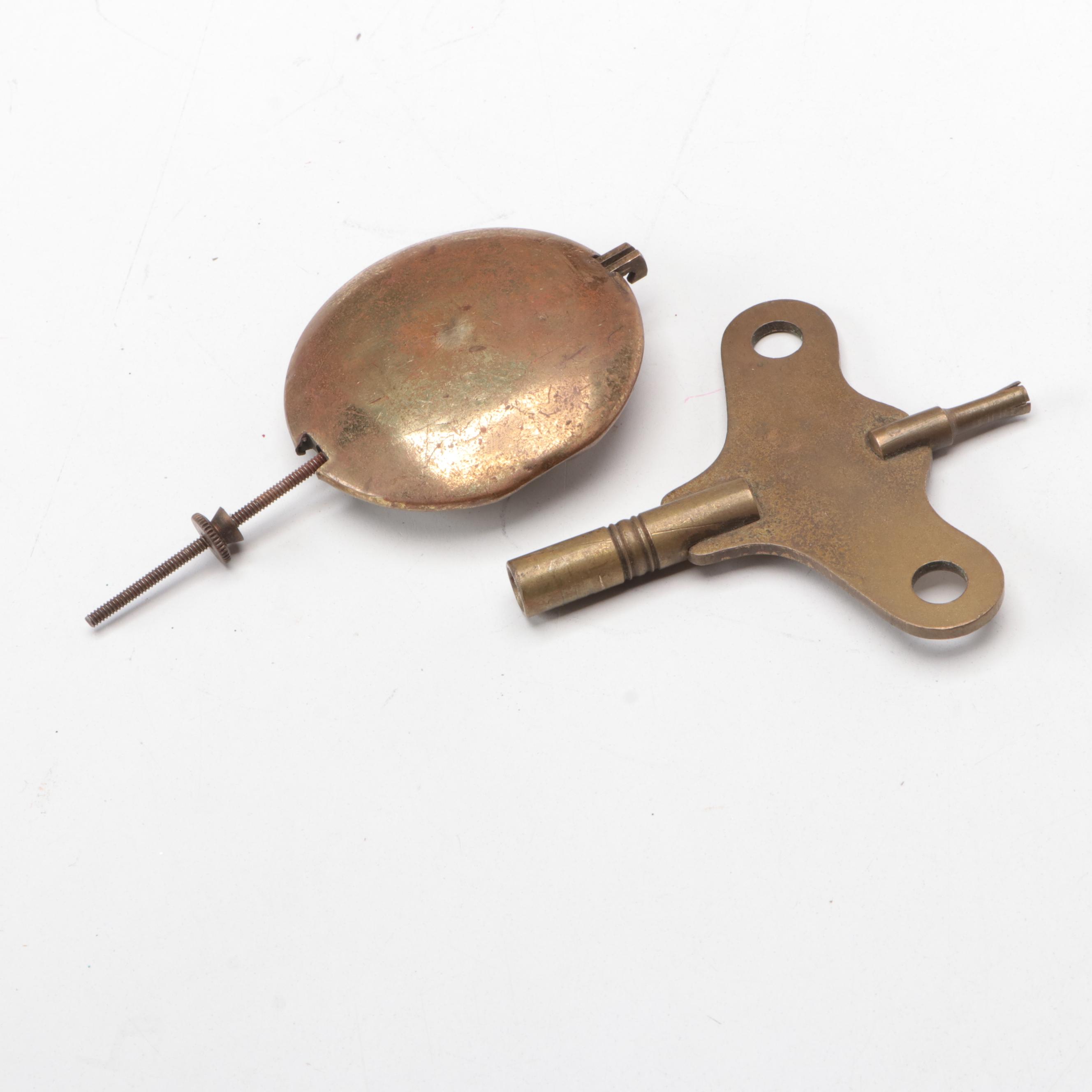 Art Deco German Stained Oak and Brass Mantel Clock, circa 1930s