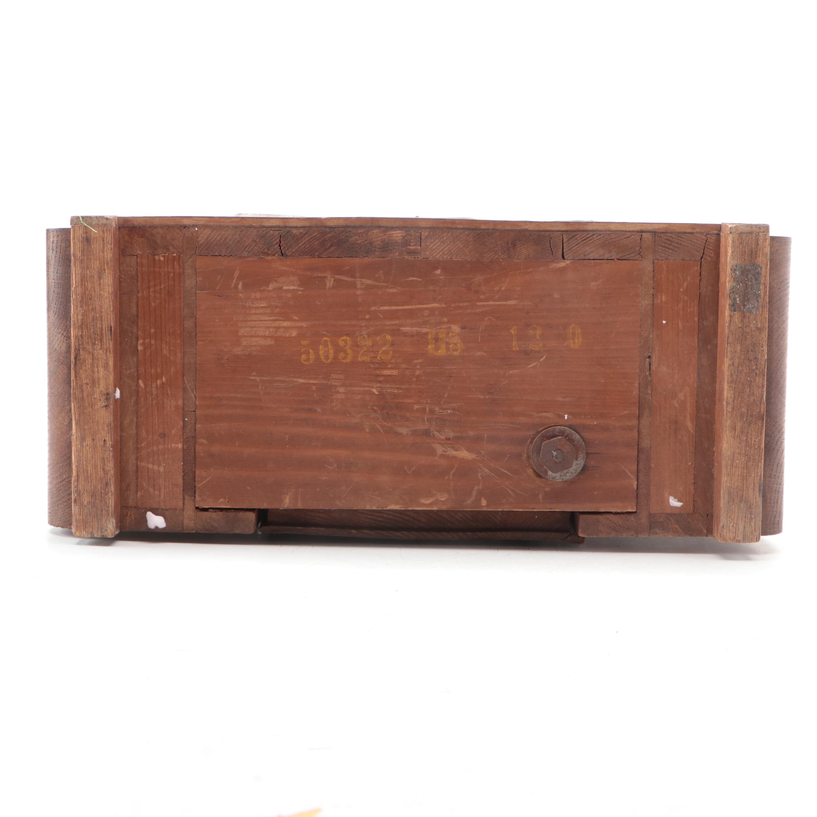 Art Deco German Stained Oak and Brass Mantel Clock, circa 1930s