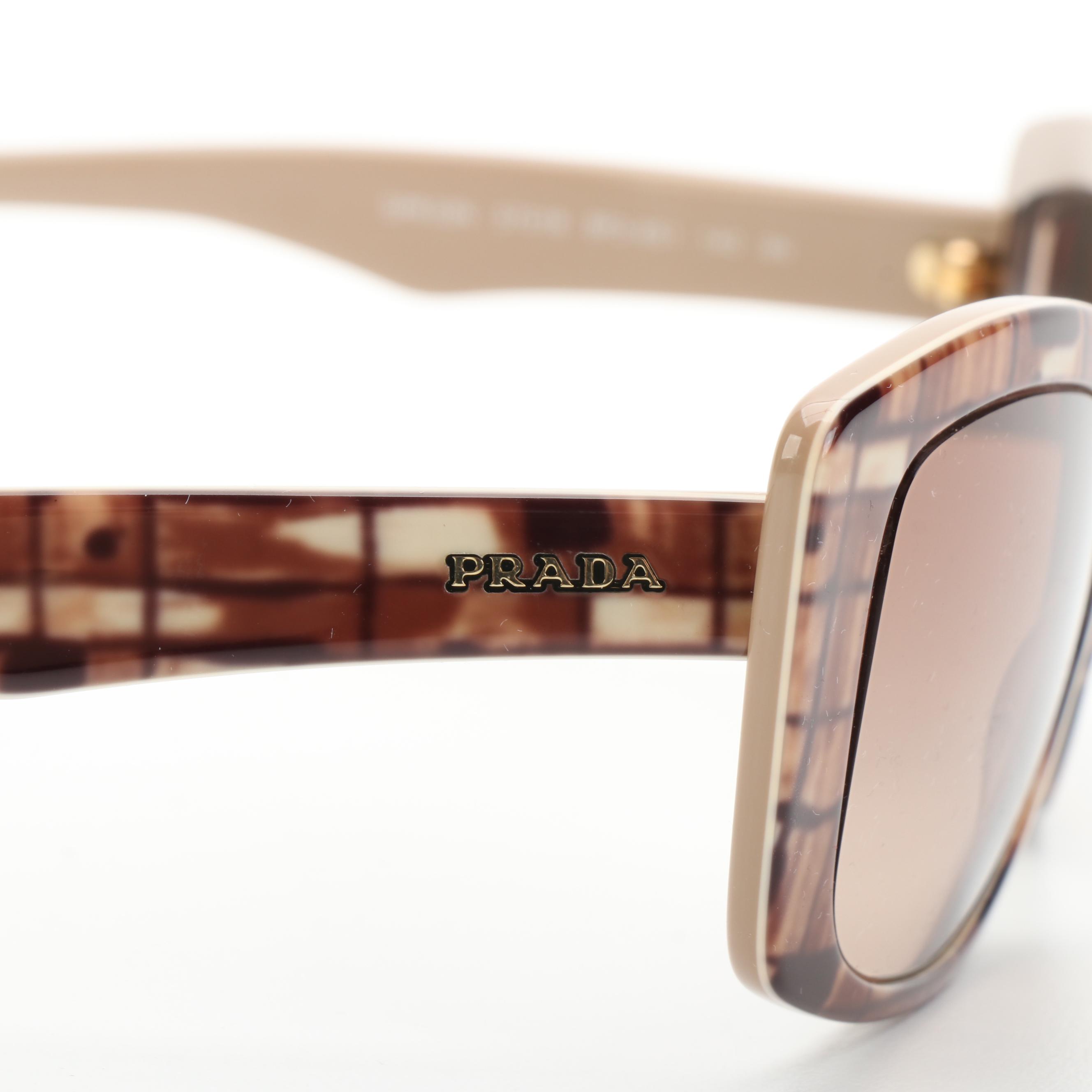 Prada SPR03N Modified Cat Eye Sunglasses with Brown Lens and Includes Case