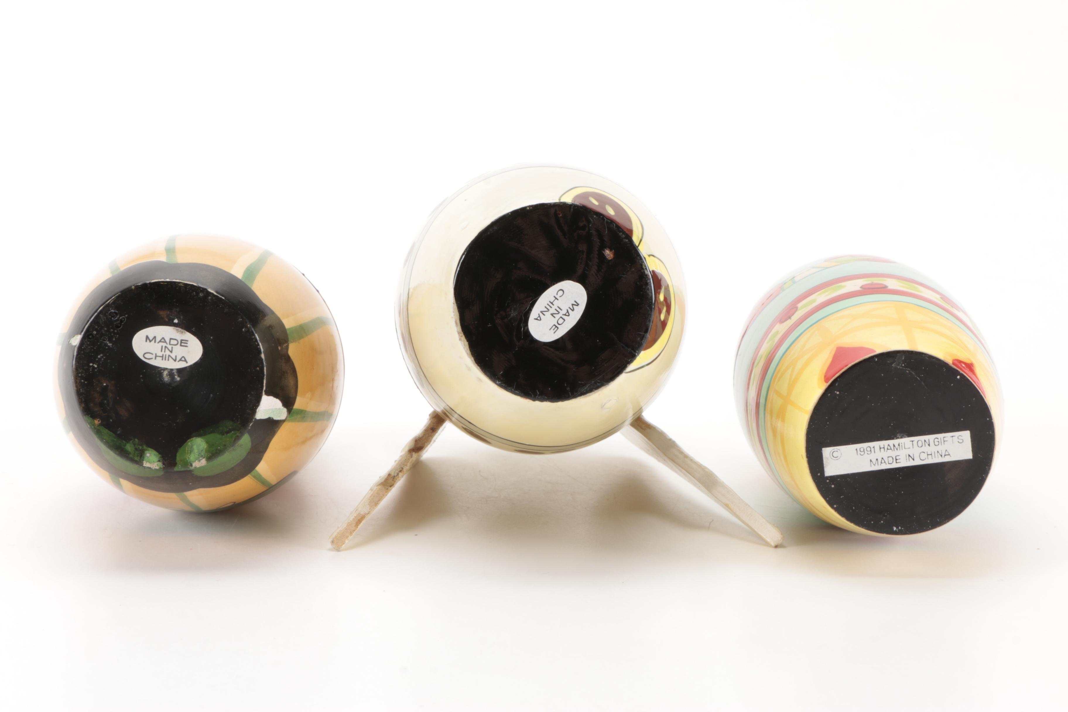 Matroyshka Nesting Dolls "Angel", "Cat", and "Rocket Boy"