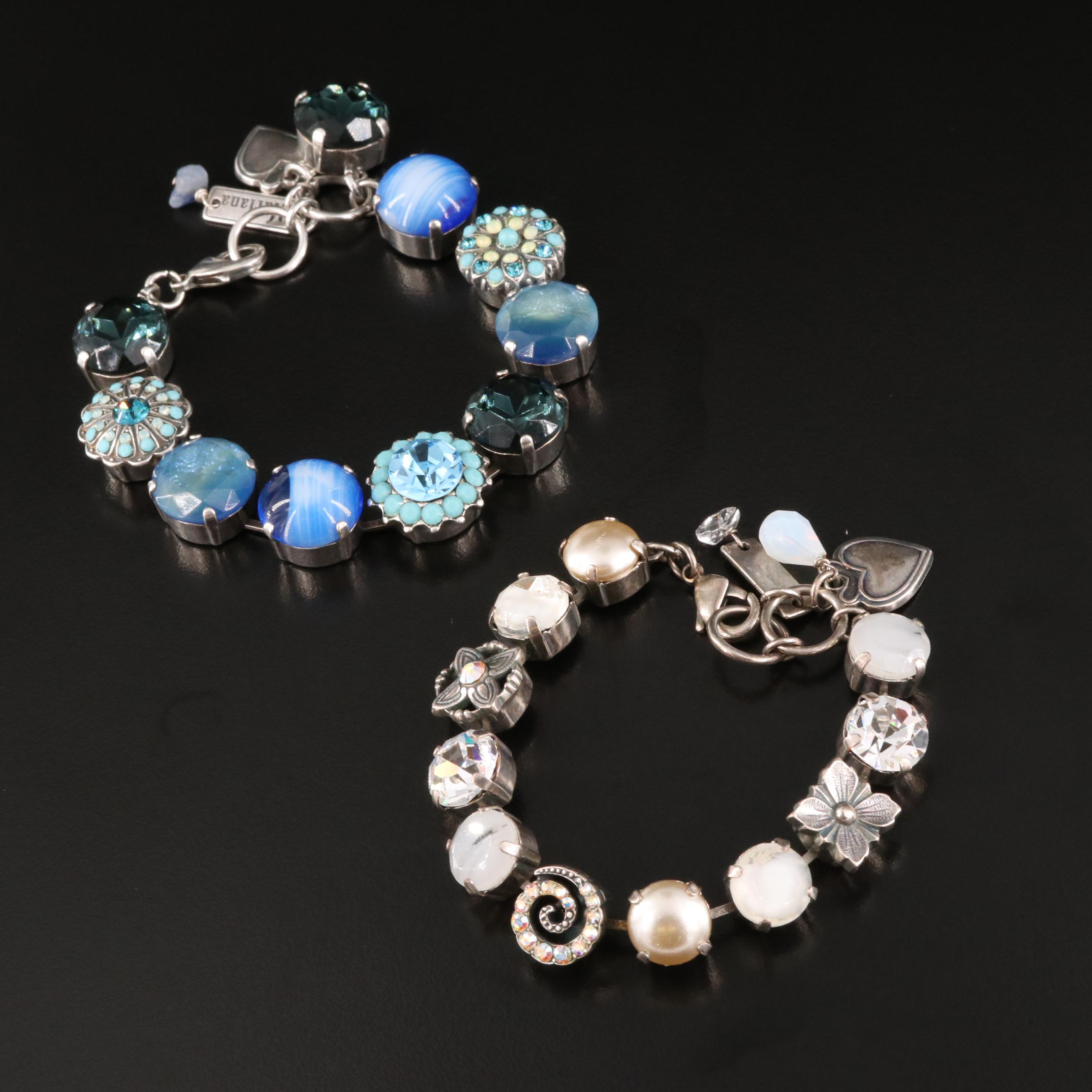 Mariana USA "Mood Indigo" Bracelets Including Faux Pearl and Cubic Zirconia