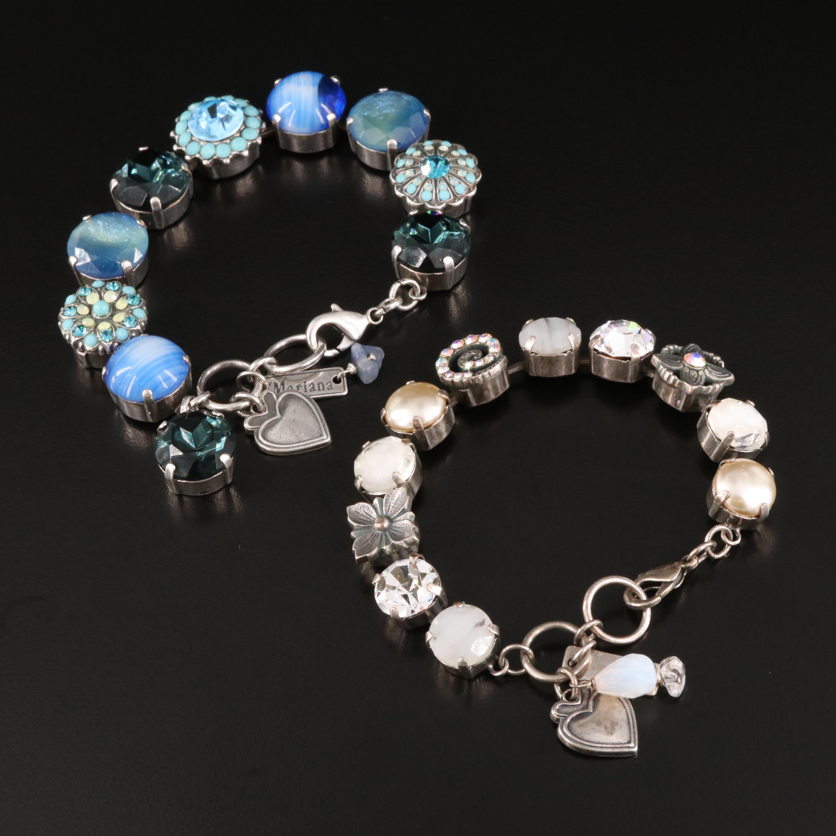 Mariana USA "Mood Indigo" Bracelets Including Faux Pearl and Cubic Zirconia