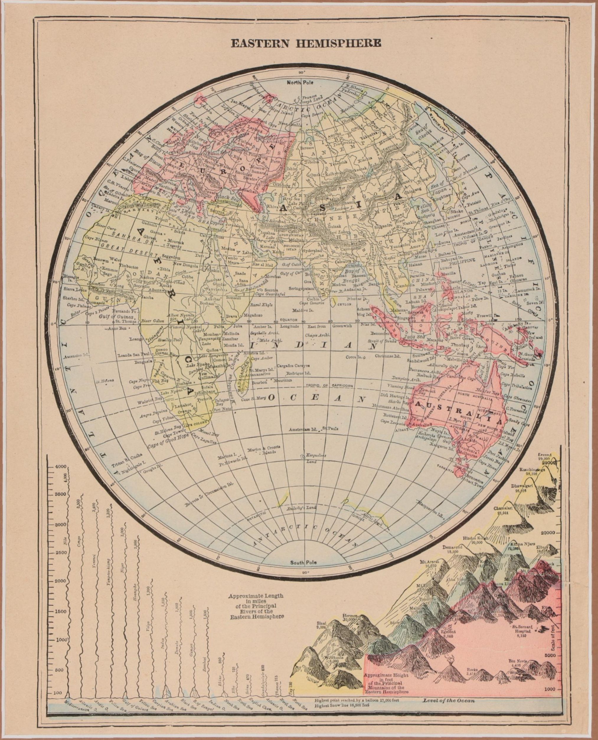 Mast, Crowell & Kirkpatrick Map "Eastern Hemisphere," Circa 1890
