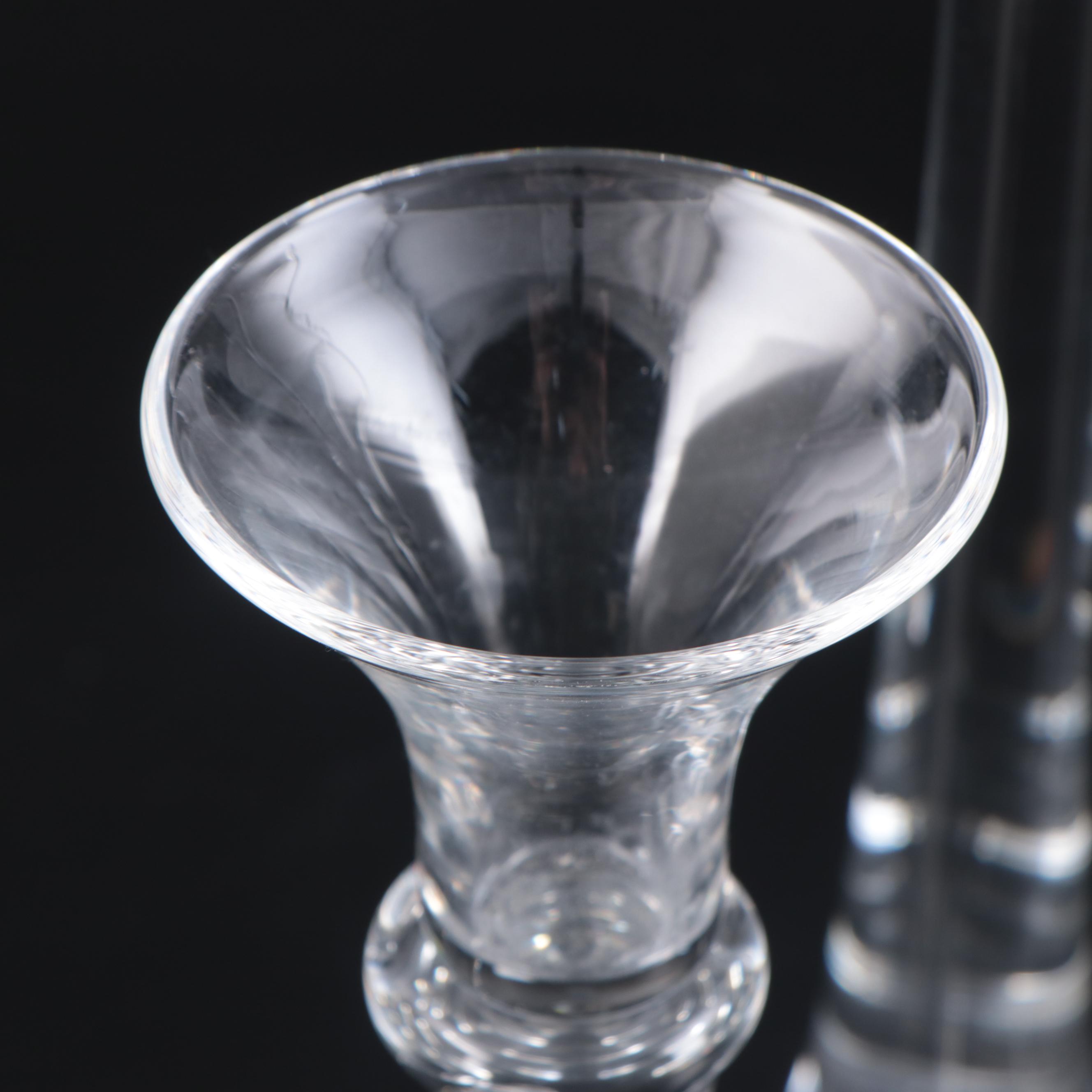 Steuben Glass Trumpet Candleholders