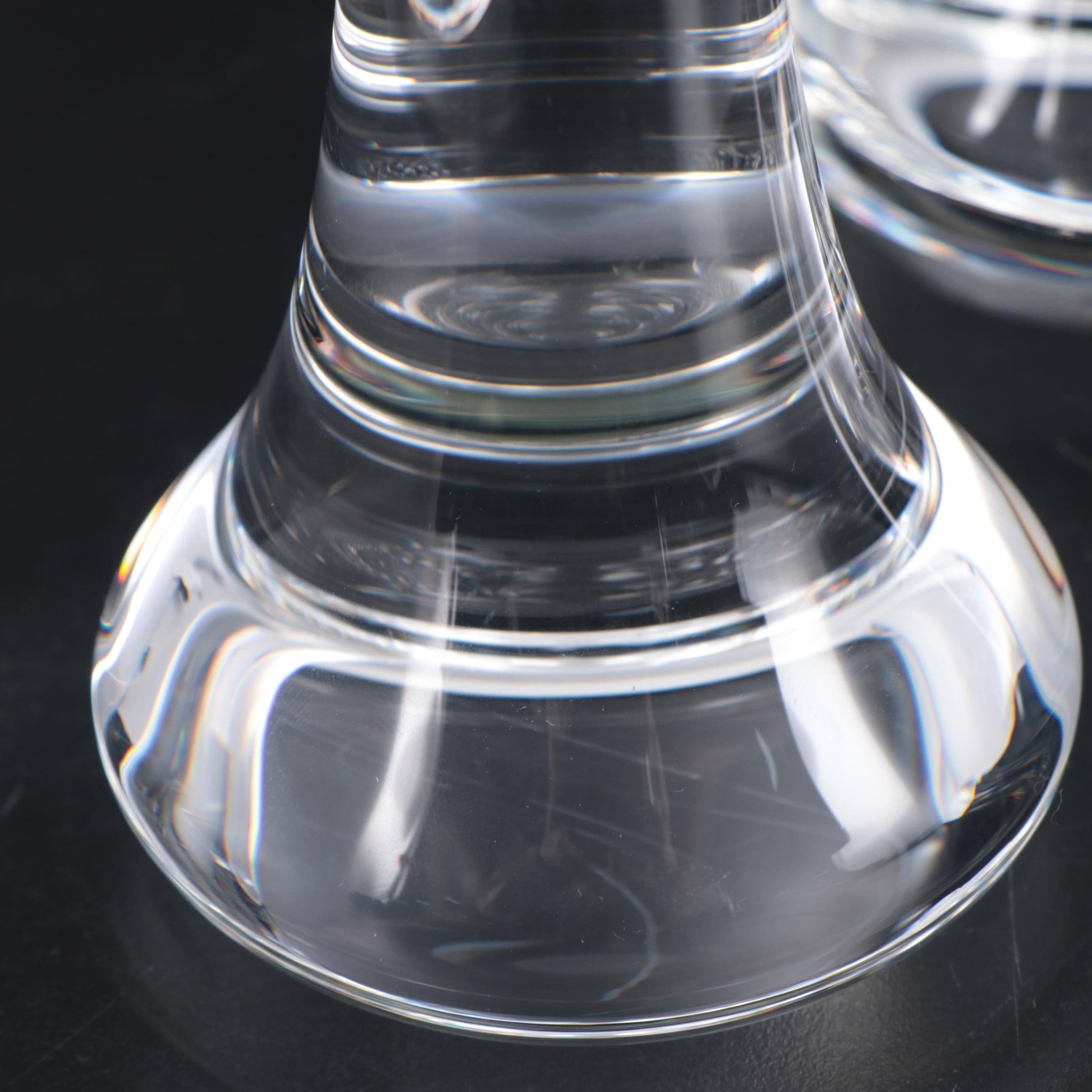Steuben Glass Trumpet Candleholders
