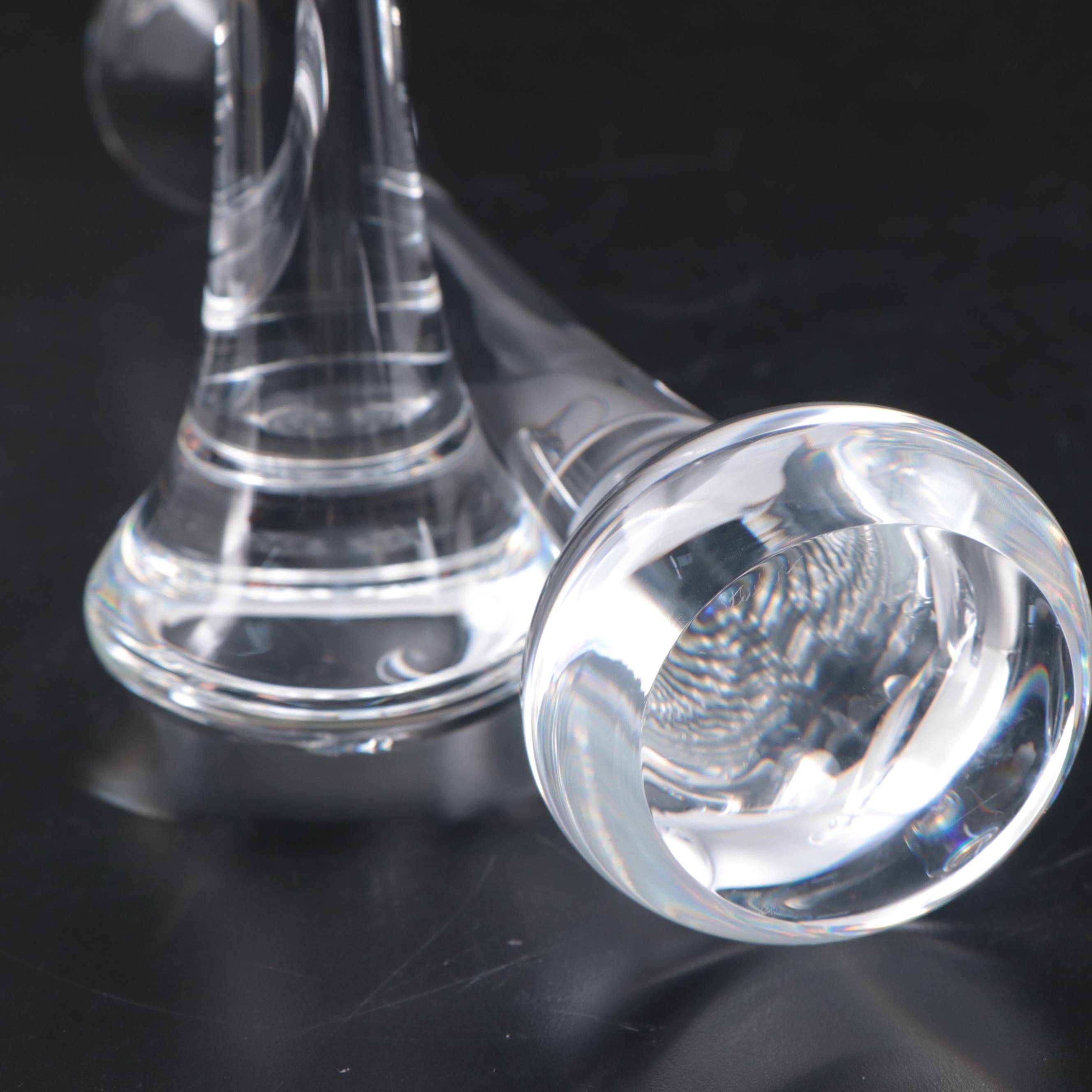 Steuben Glass Trumpet Candleholders