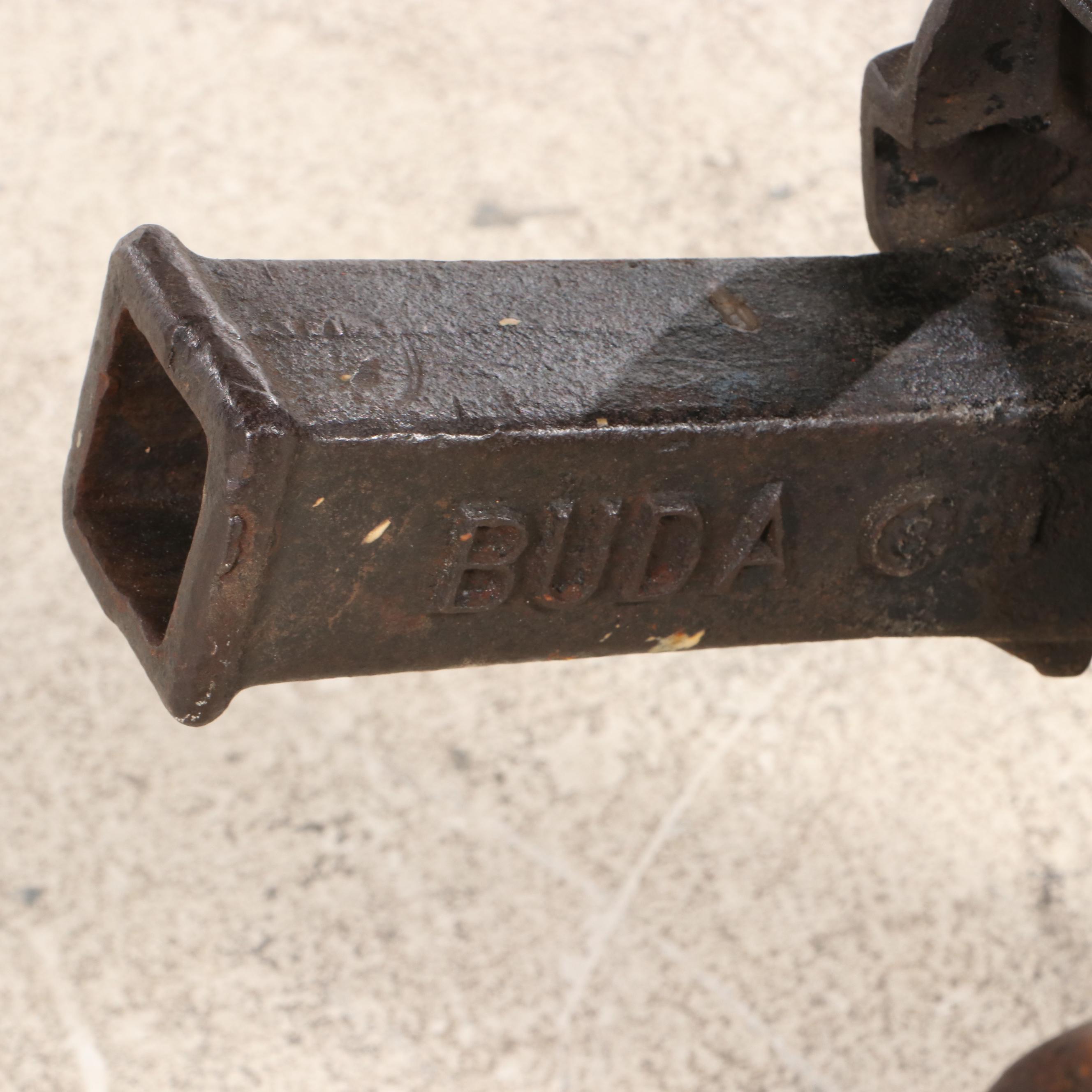 Industrial Cast Iron and Reclaimed Wood Adjustable Ratchet-Jack Stand