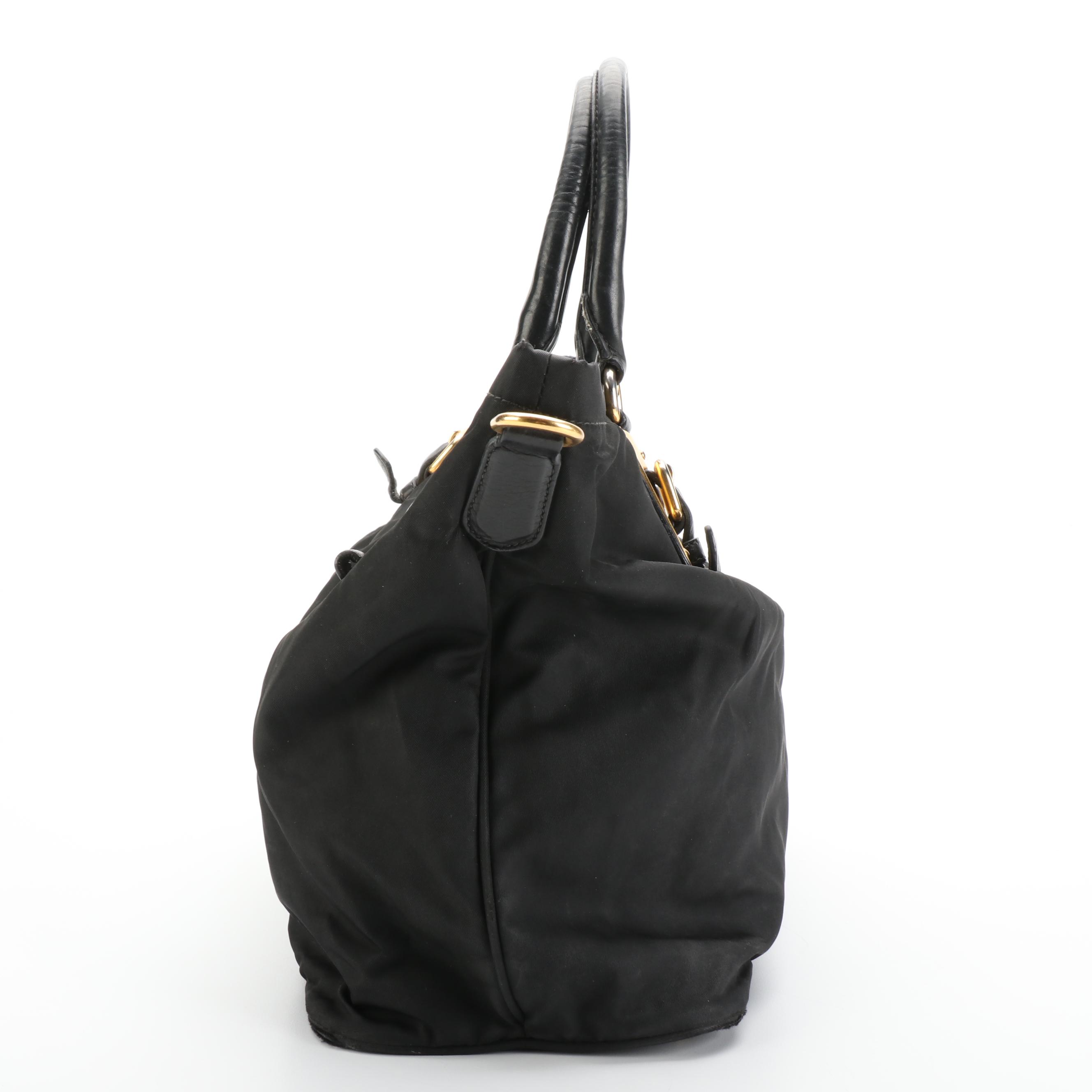Prada Tote Bag in Black Tessuto Nylon with Leather Trim