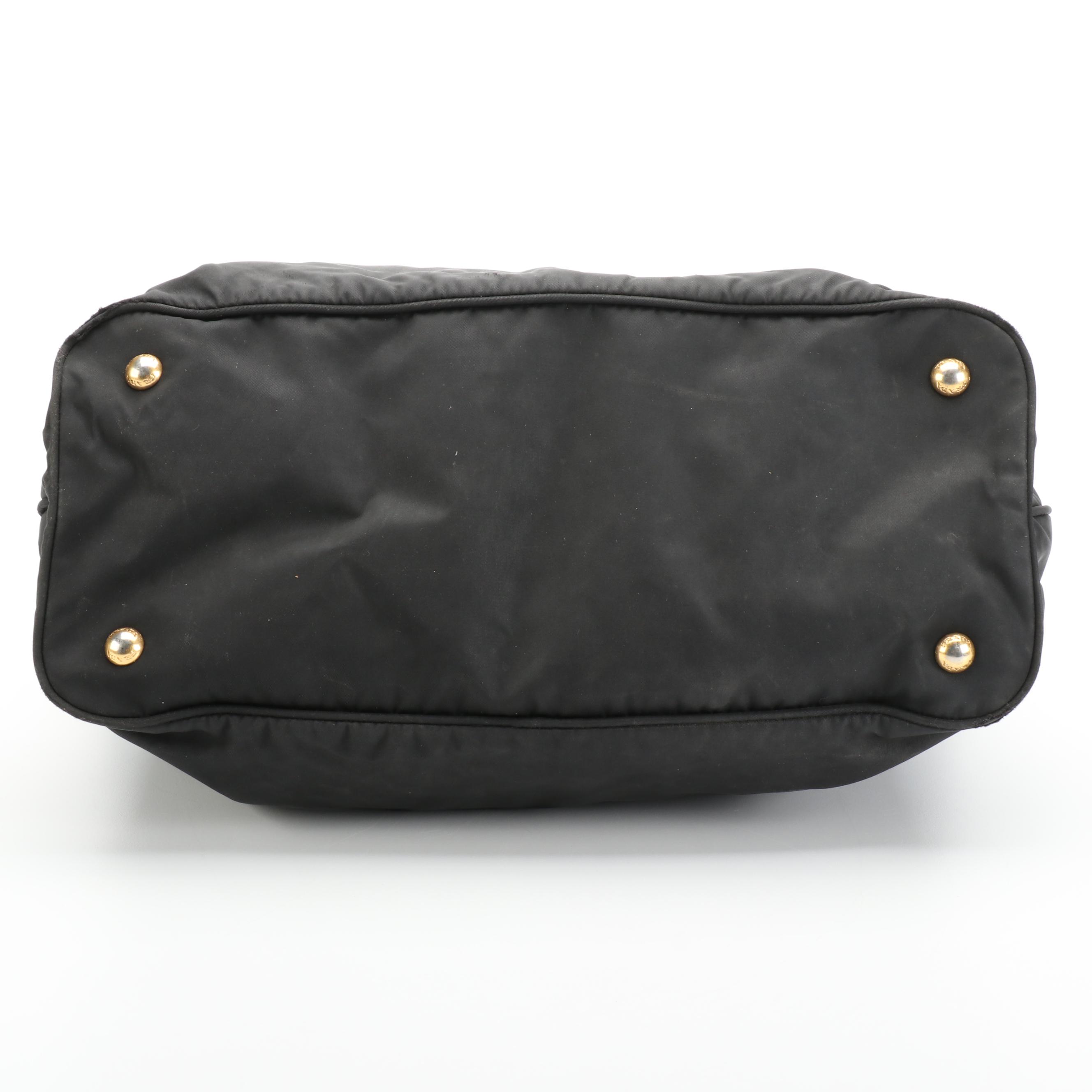 Prada Tote Bag in Black Tessuto Nylon with Leather Trim