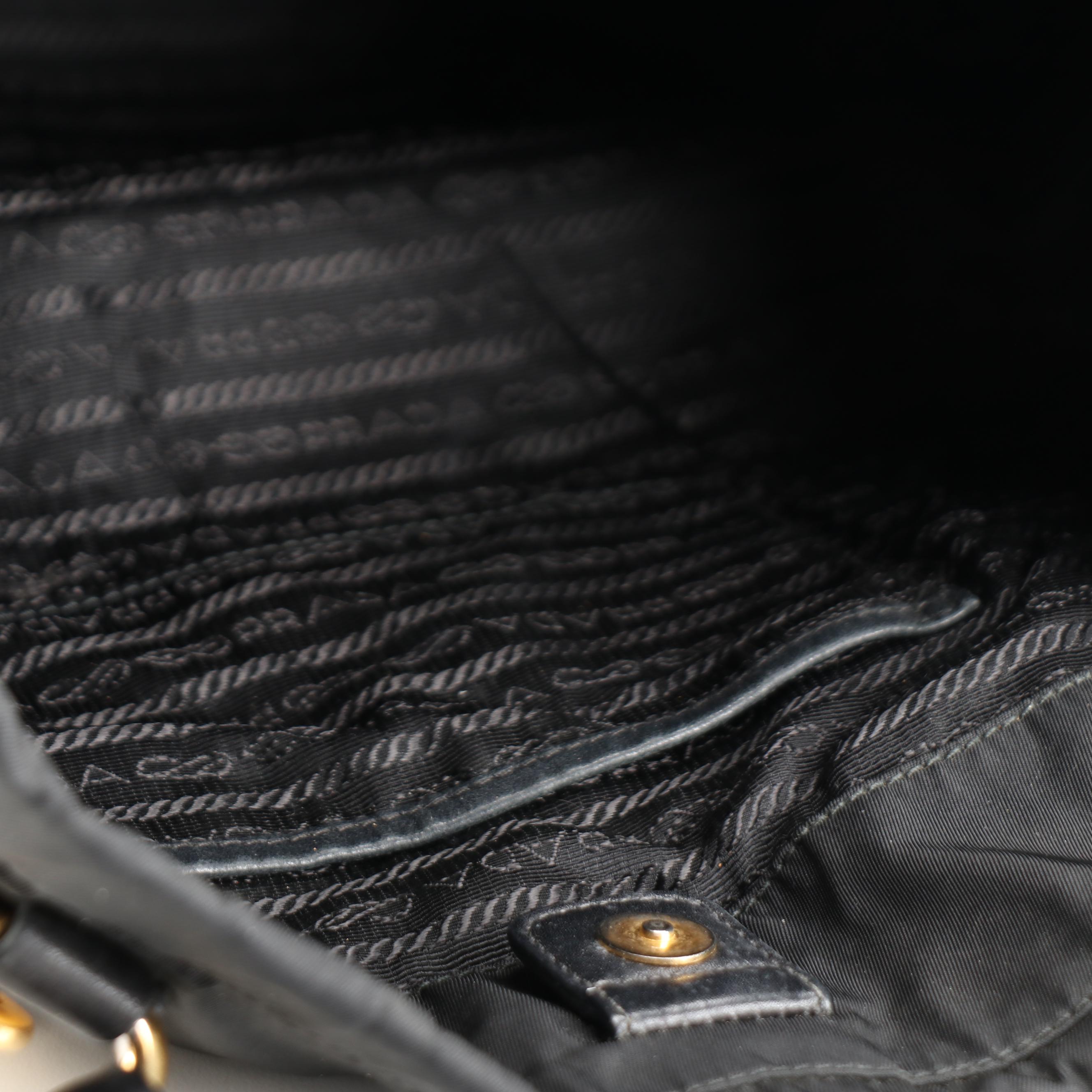 Prada Tote Bag in Black Tessuto Nylon with Leather Trim