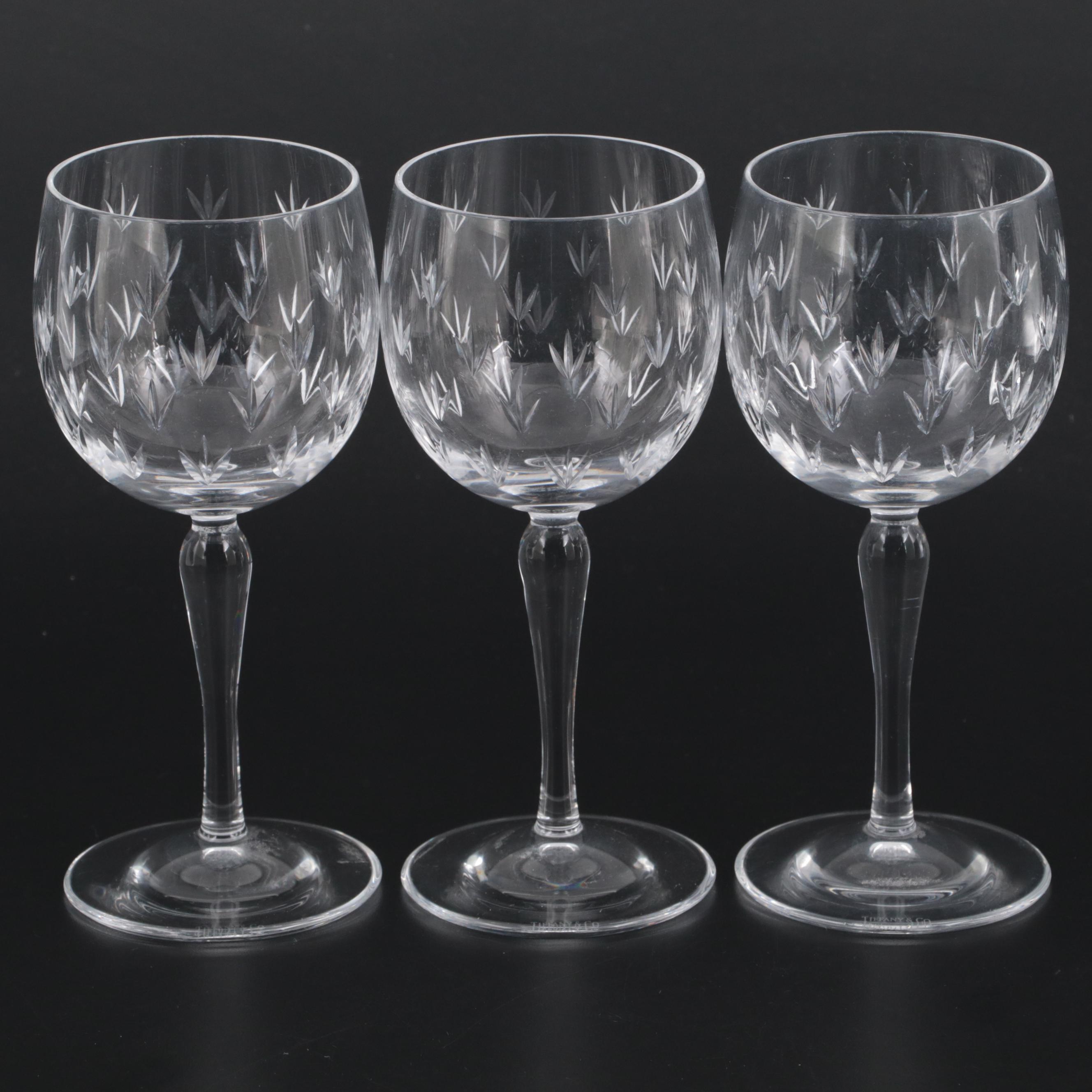 Tiffany & Co. Japanese Crystal Floret Motif Wine Glasses