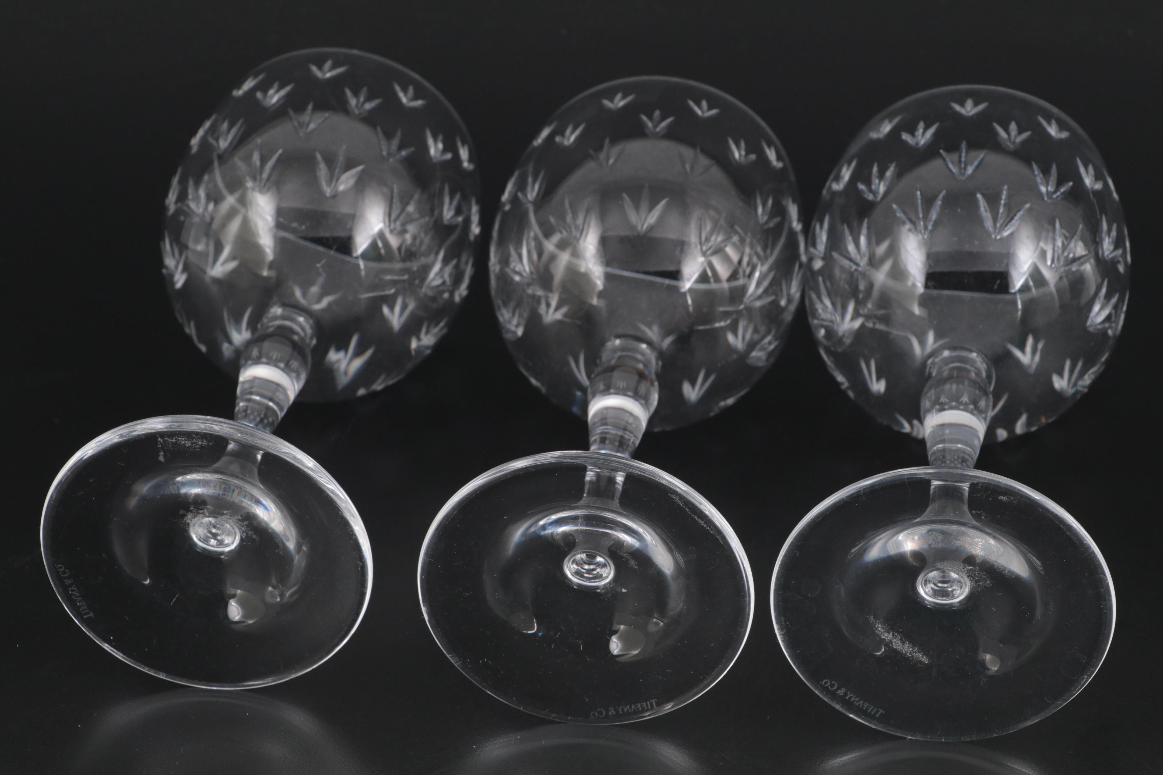 Tiffany & Co. Japanese Crystal Floret Motif Wine Glasses