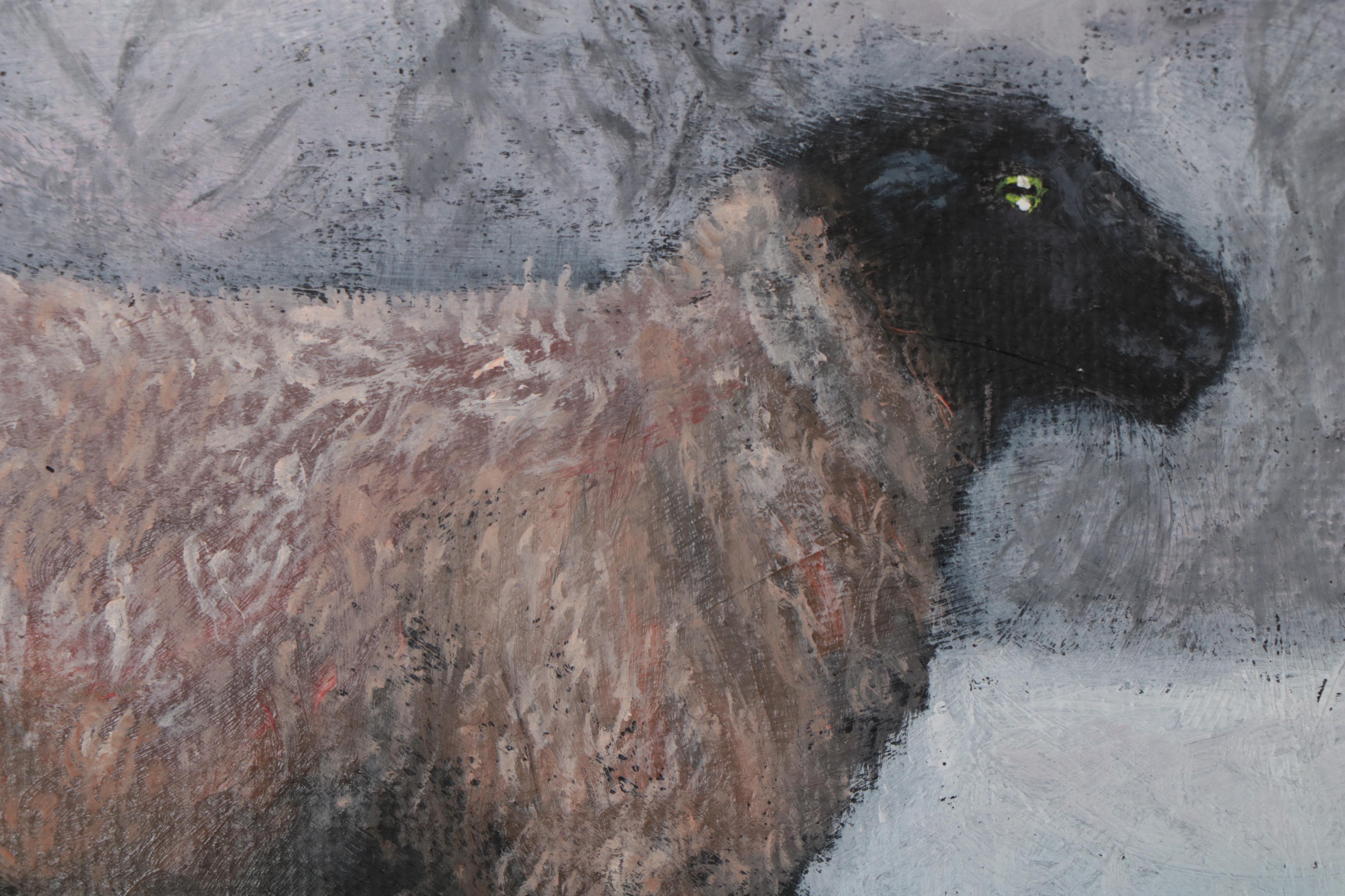 Siân Sloman Oil Painting of Sheep in Winter Landscape, 1921