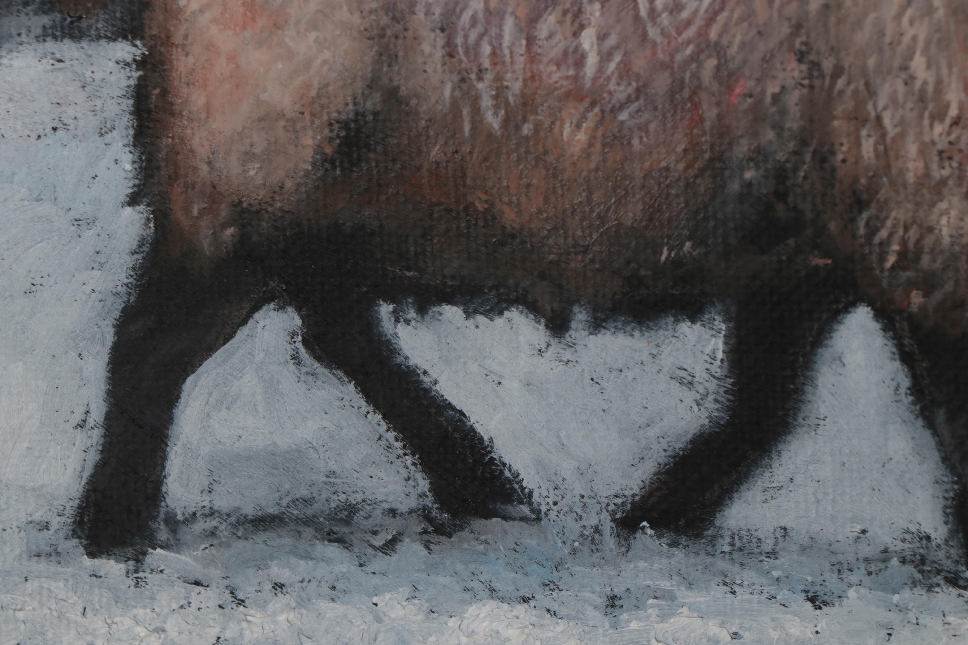 Siân Sloman Oil Painting of Sheep in Winter Landscape, 1921