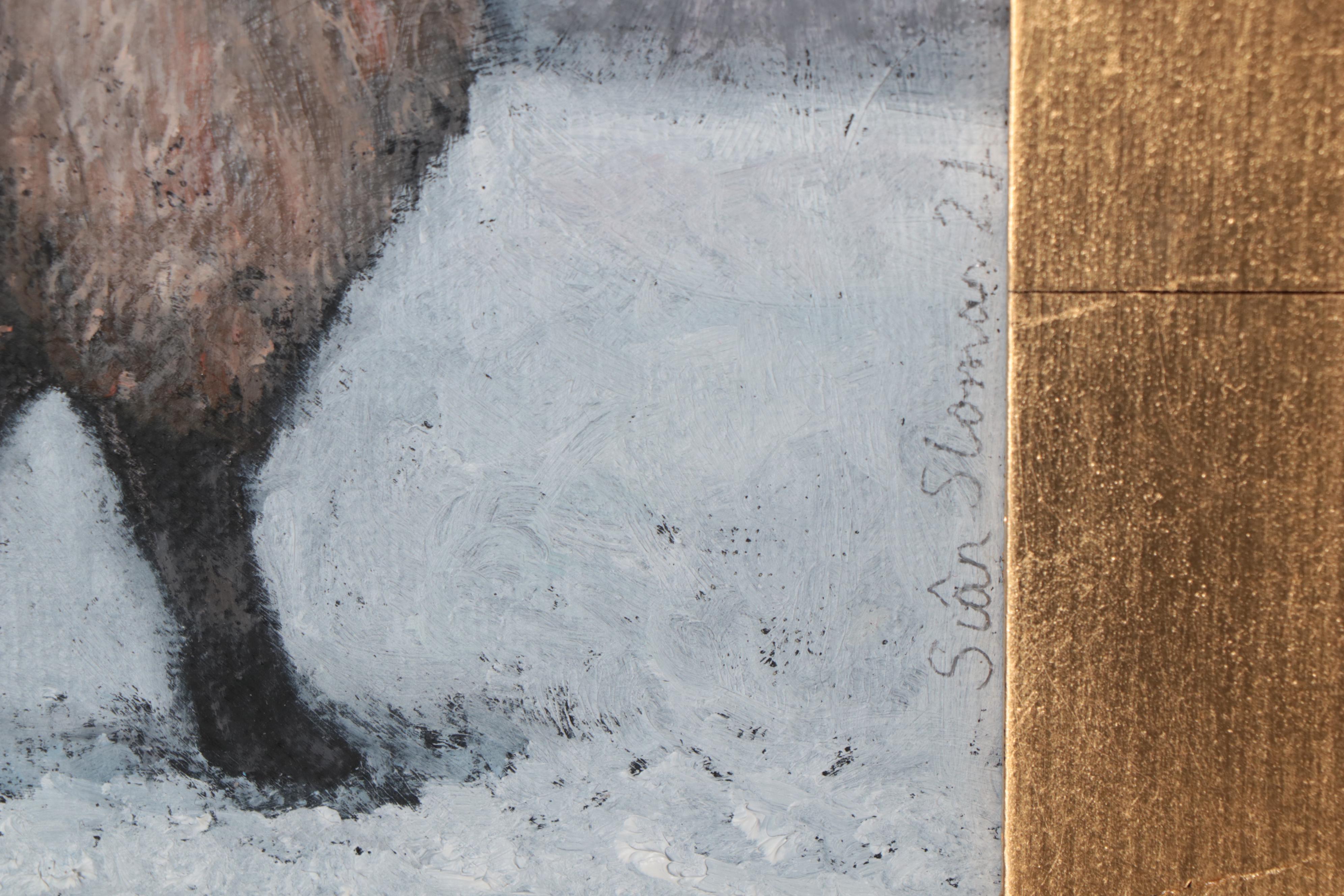 Siân Sloman Oil Painting of Sheep in Winter Landscape, 1921