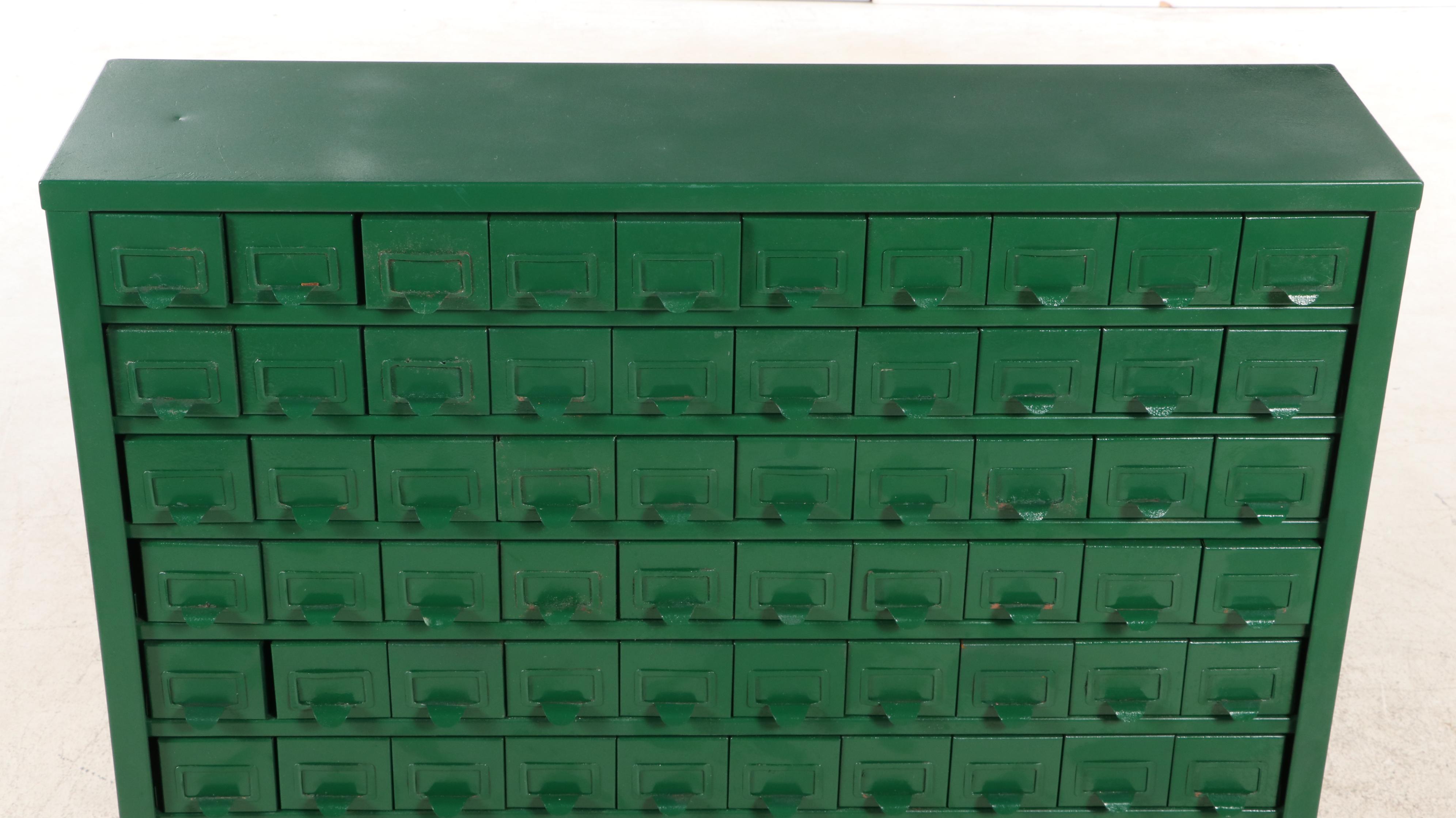 Industrial 100-Drawer Painted Metal Small Parts Cabinet, Mid to Late 20th C.