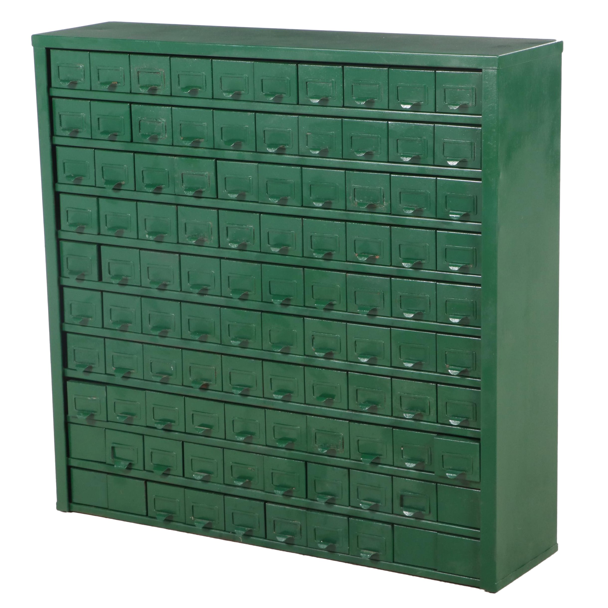 Industrial 100-Drawer Painted Metal Small Parts Cabinet, Mid to Late 20th C.