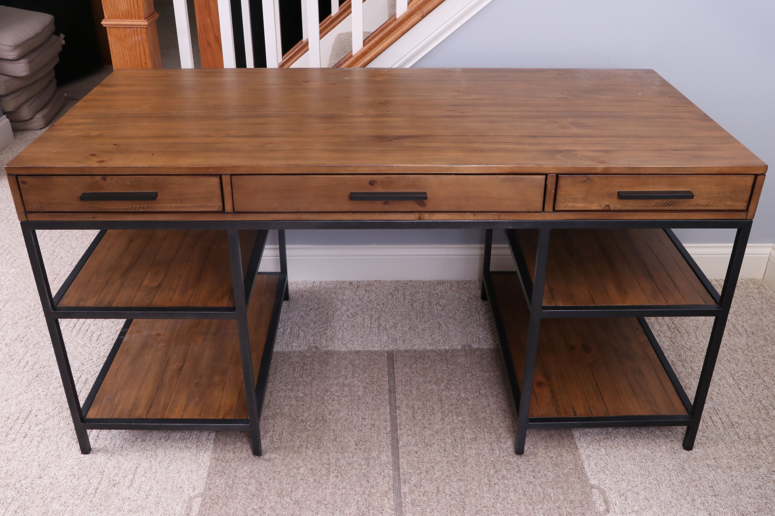 Macy's "Gatlin" Home Office Furniture Collection Pine and Metal Desk