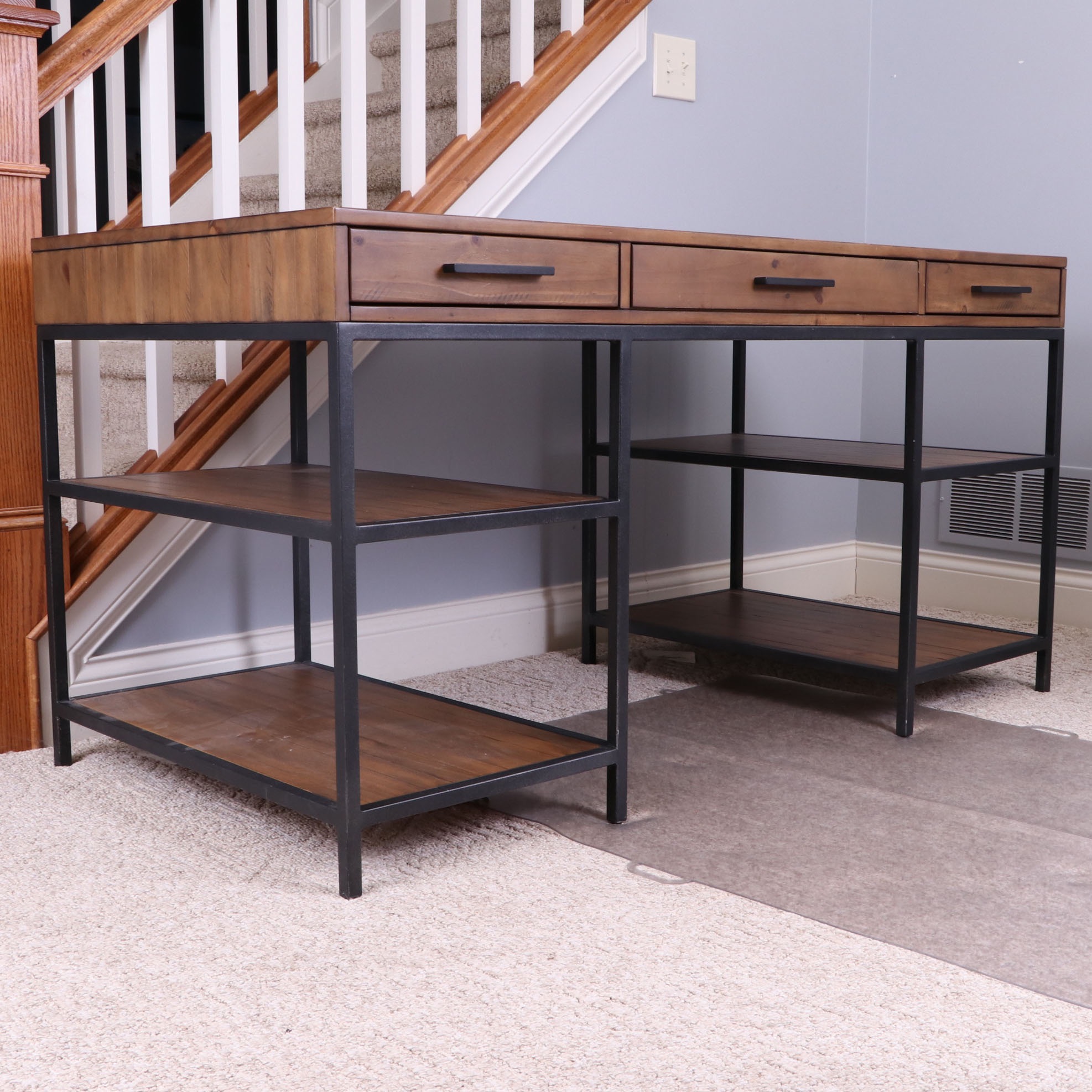 Macy's "Gatlin" Home Office Furniture Collection Pine and Metal Desk