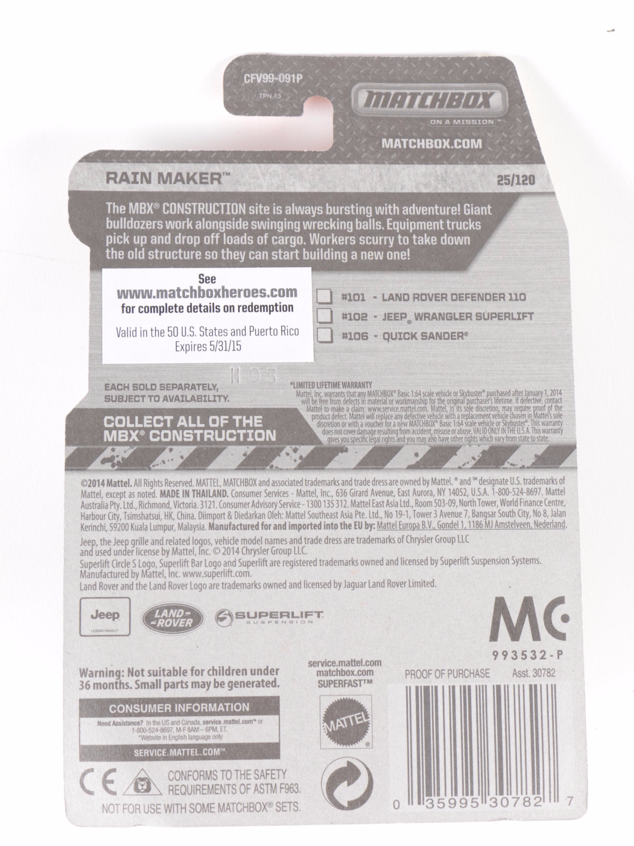 Mattel Matchbox MBX Diecast Model Cars, Sky Busters Planes