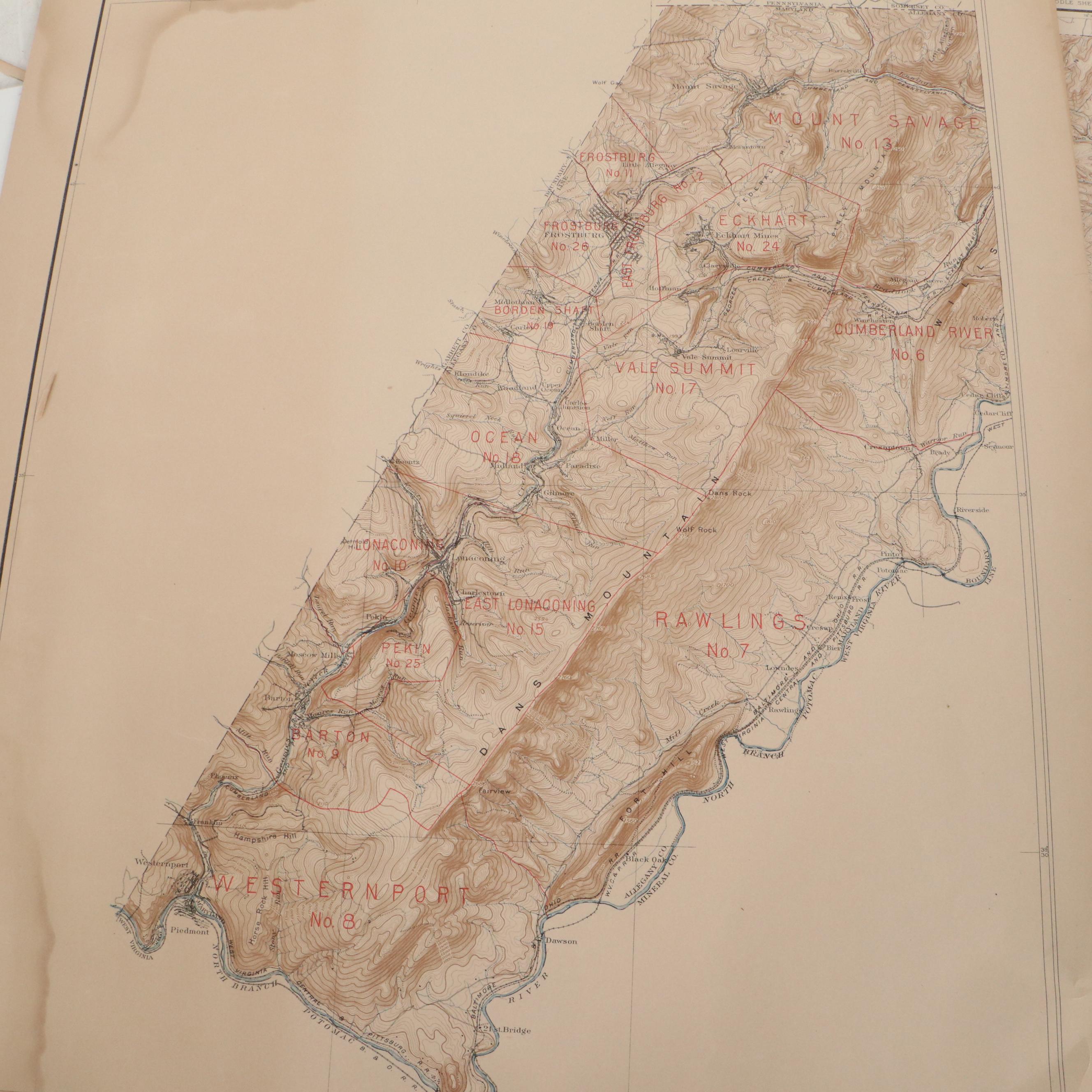 William Bullock Clark Wood Engraving Geological Maps of Maryland