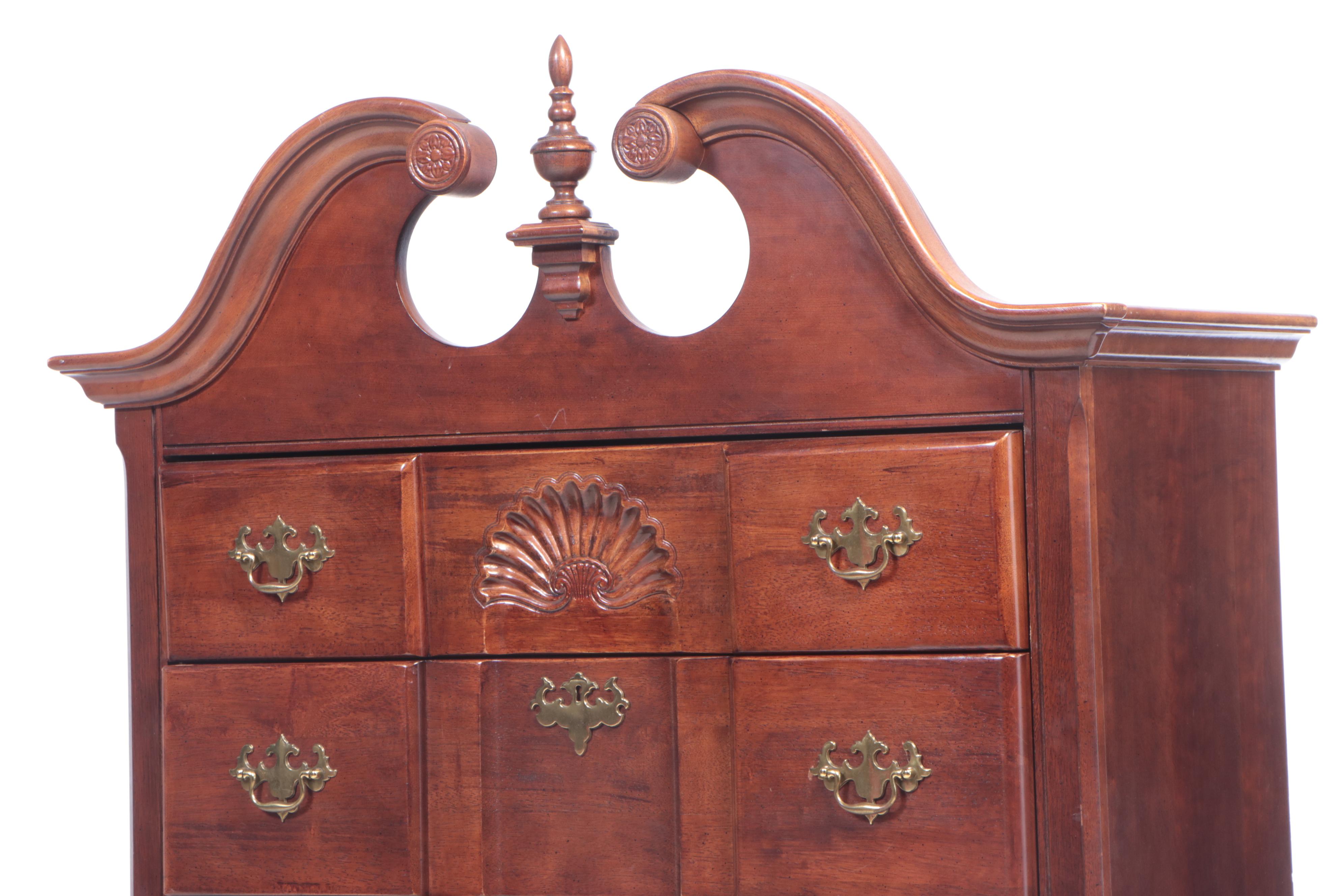 Queen Anne Style Mahogany Blockfront Highboy, Late 20th Century