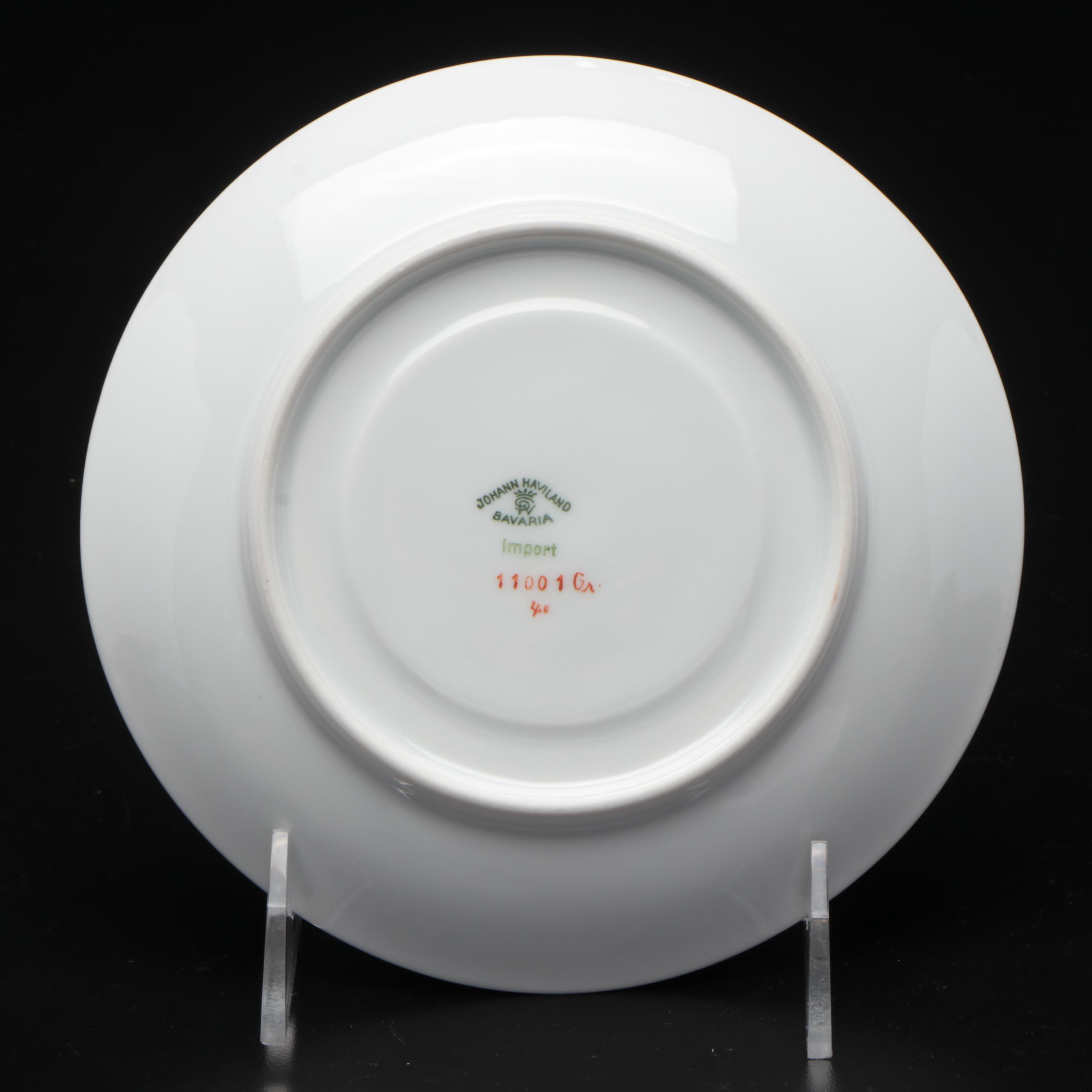 Johann Haviland Porcelain Cream Soup Bowls and Saucers, Mid to Late 20th C.