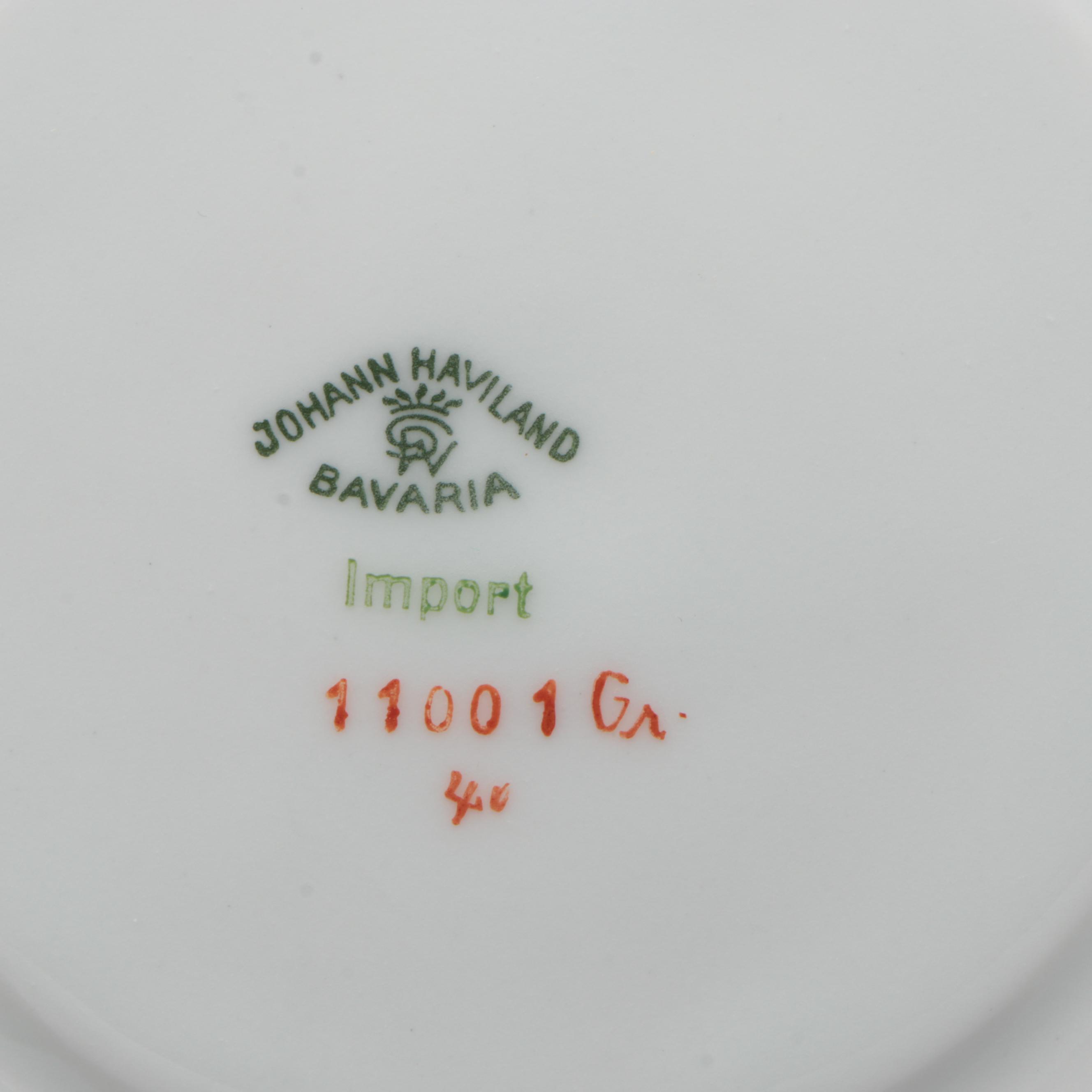 Johann Haviland Porcelain Cream Soup Bowls and Saucers, Mid to Late 20th C.