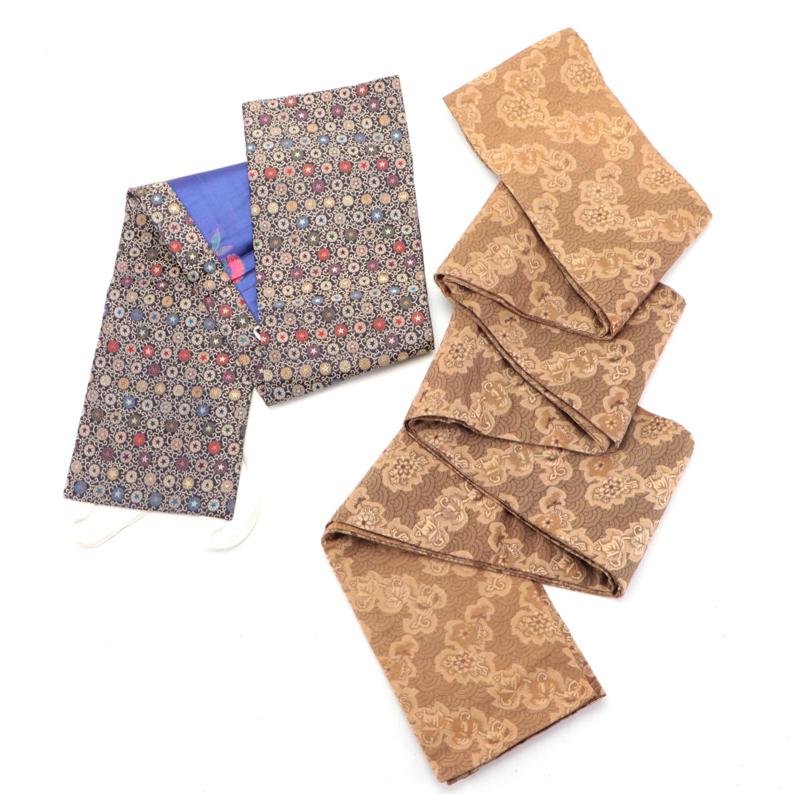 Seigaiha and Hana Hanhaba Obi with Karakusa Tsuke Obi