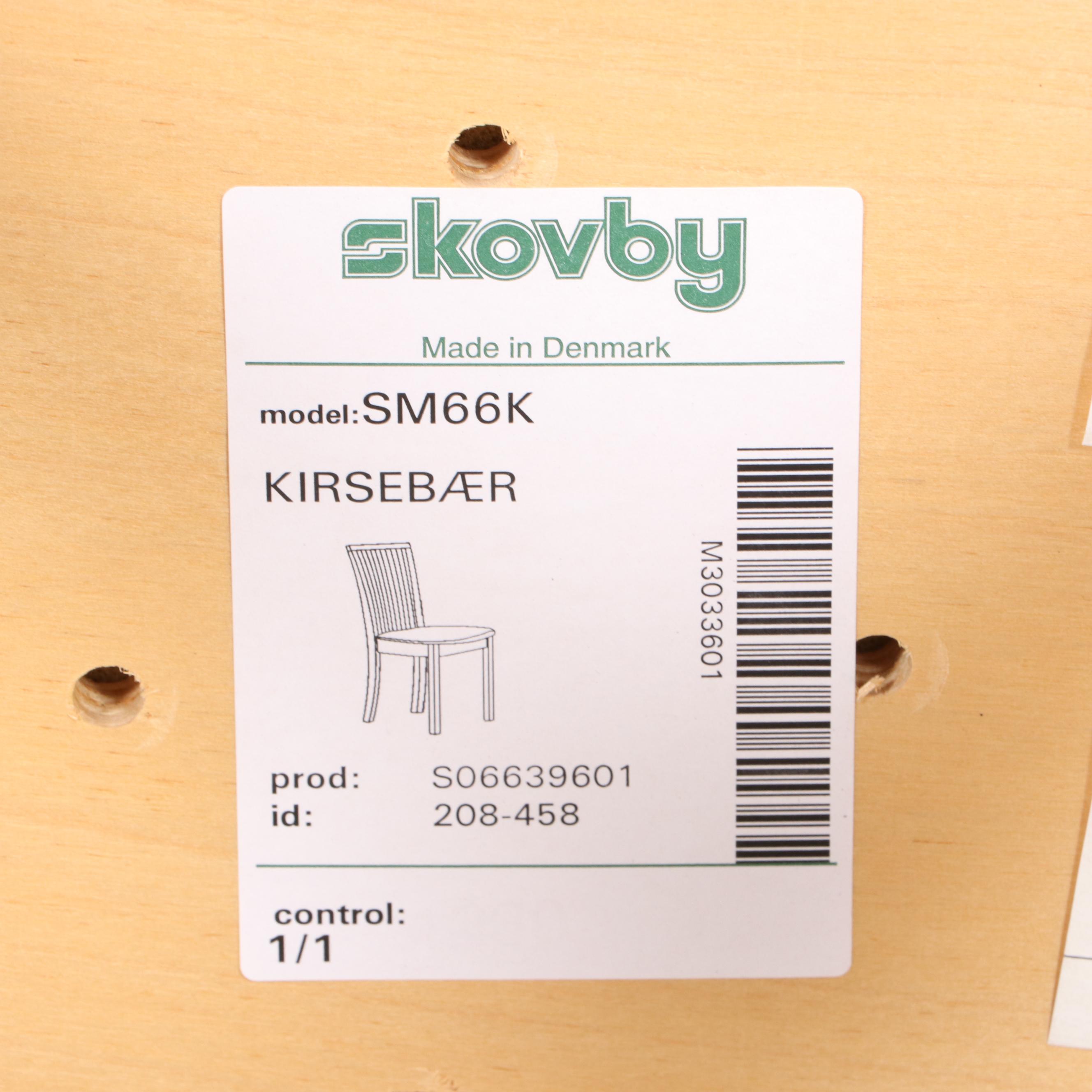 Set of Six Skovby "Kirsebær" Danish Modern Beech and Black Leather Side Chairs