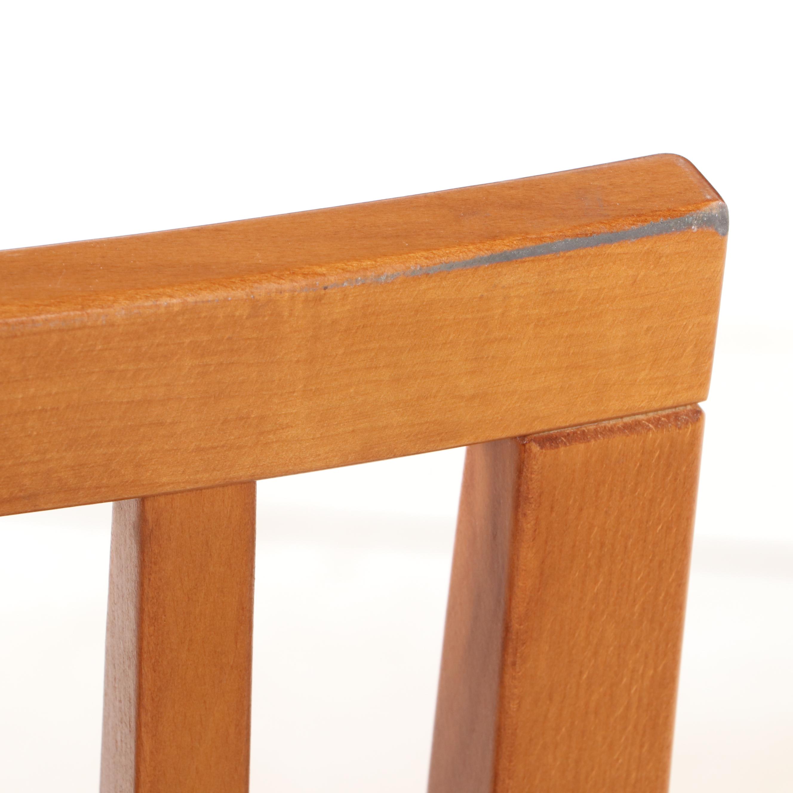 Set of Six Skovby "Kirsebær" Danish Modern Beech and Black Leather Side Chairs