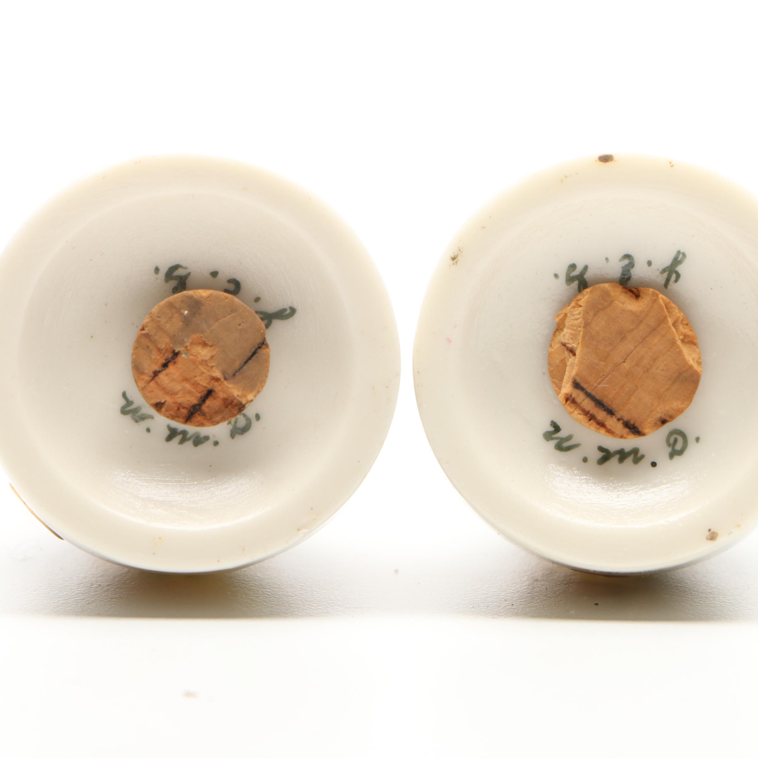 Japanese Porcelain Moriage Accented Vases and Chocolate Pot with Other Shakers