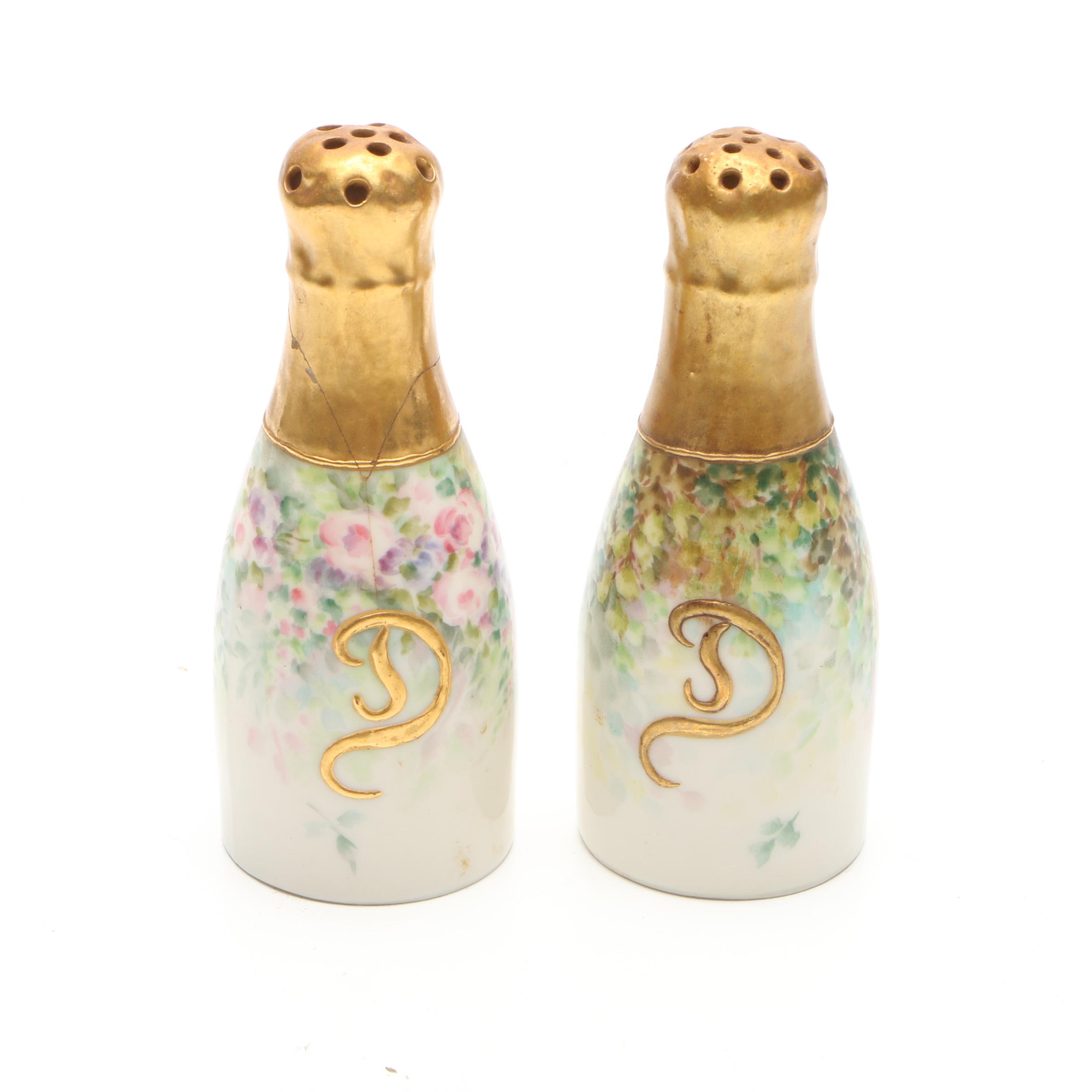 Japanese Porcelain Moriage Accented Vases and Chocolate Pot with Other Shakers