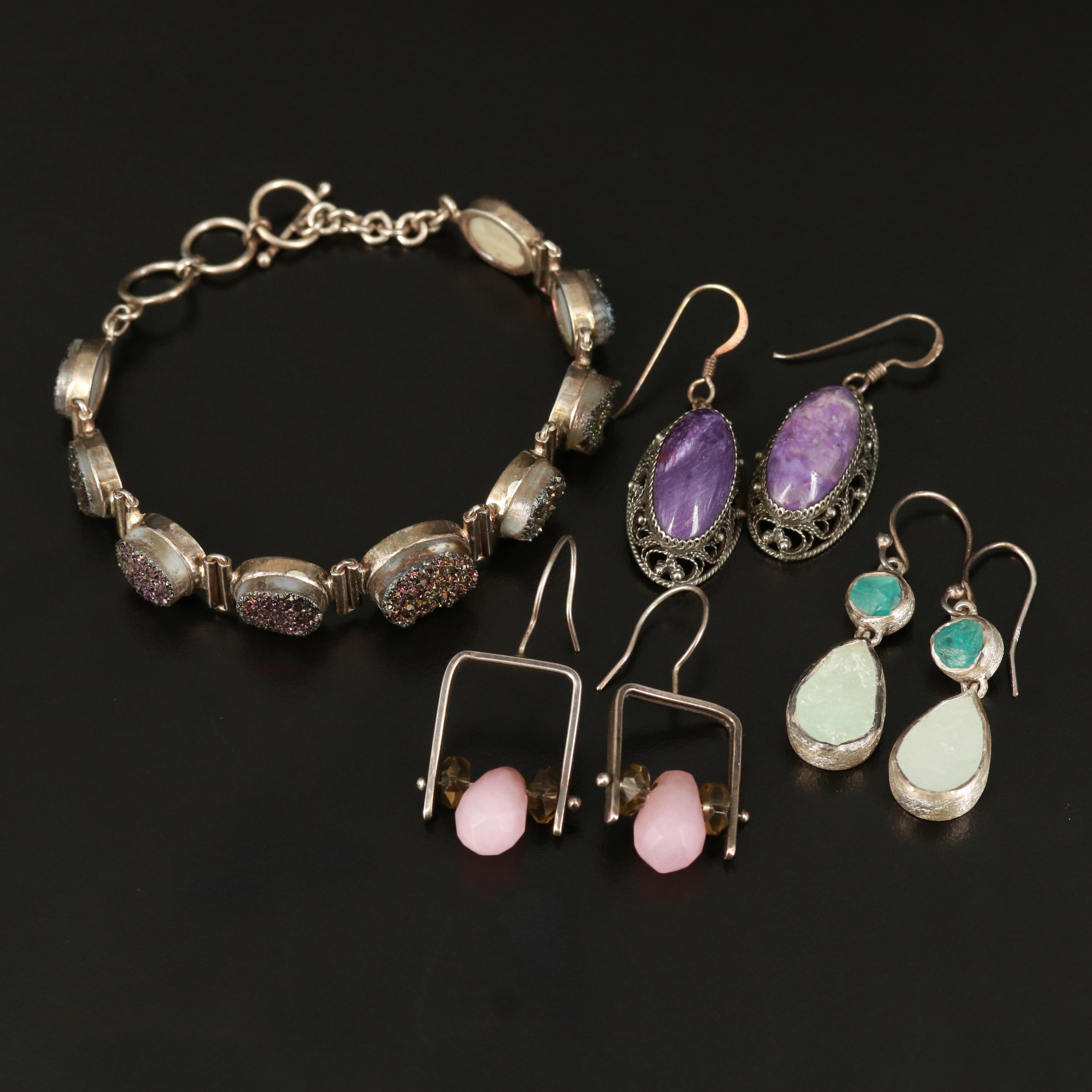Sterling Drop Earring Selection with Druzy Bracelet
