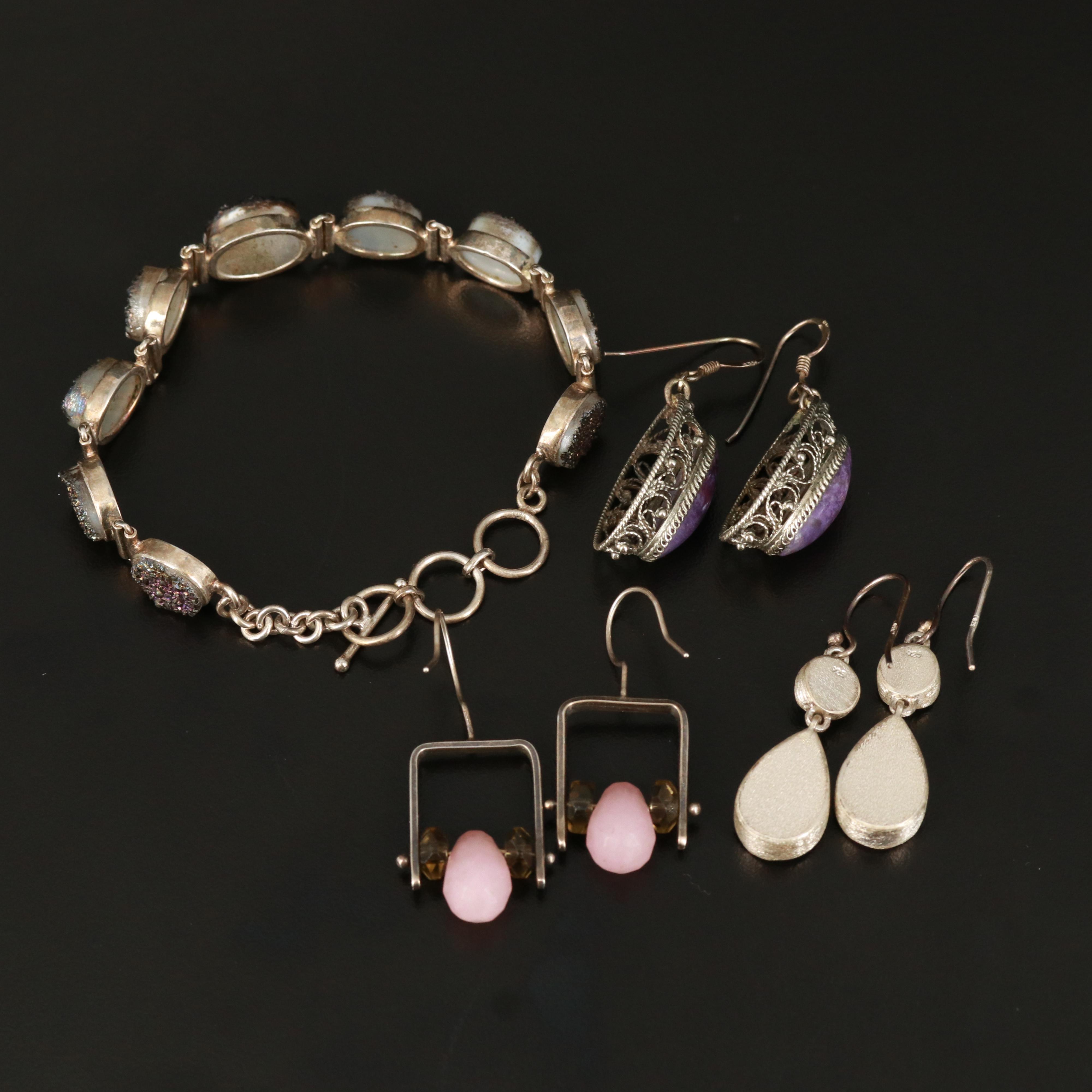 Sterling Drop Earring Selection with Druzy Bracelet