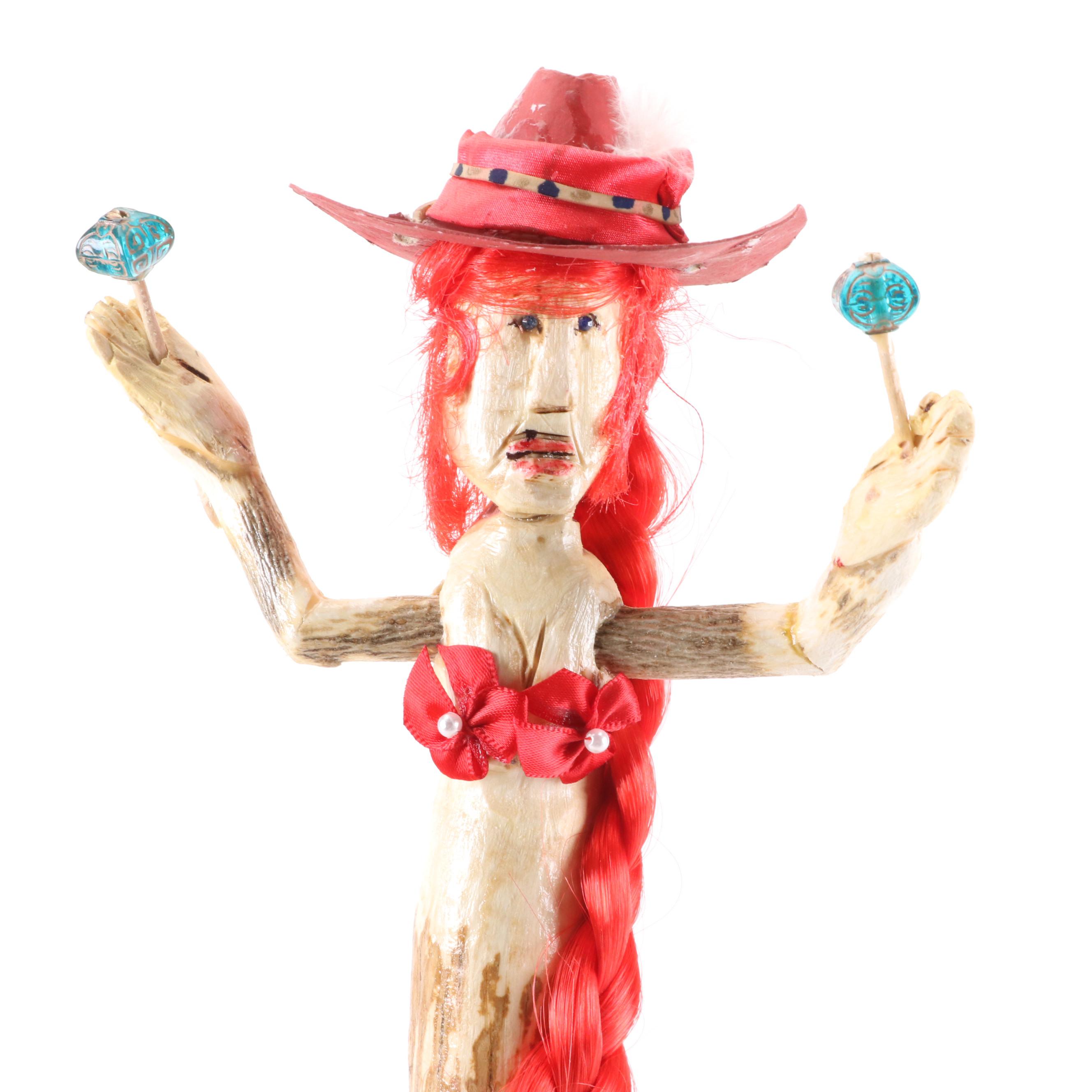William "Bill" Woodrum Folk Mixed Media Sculpture "Skinny Mini St. Vitus Dance"