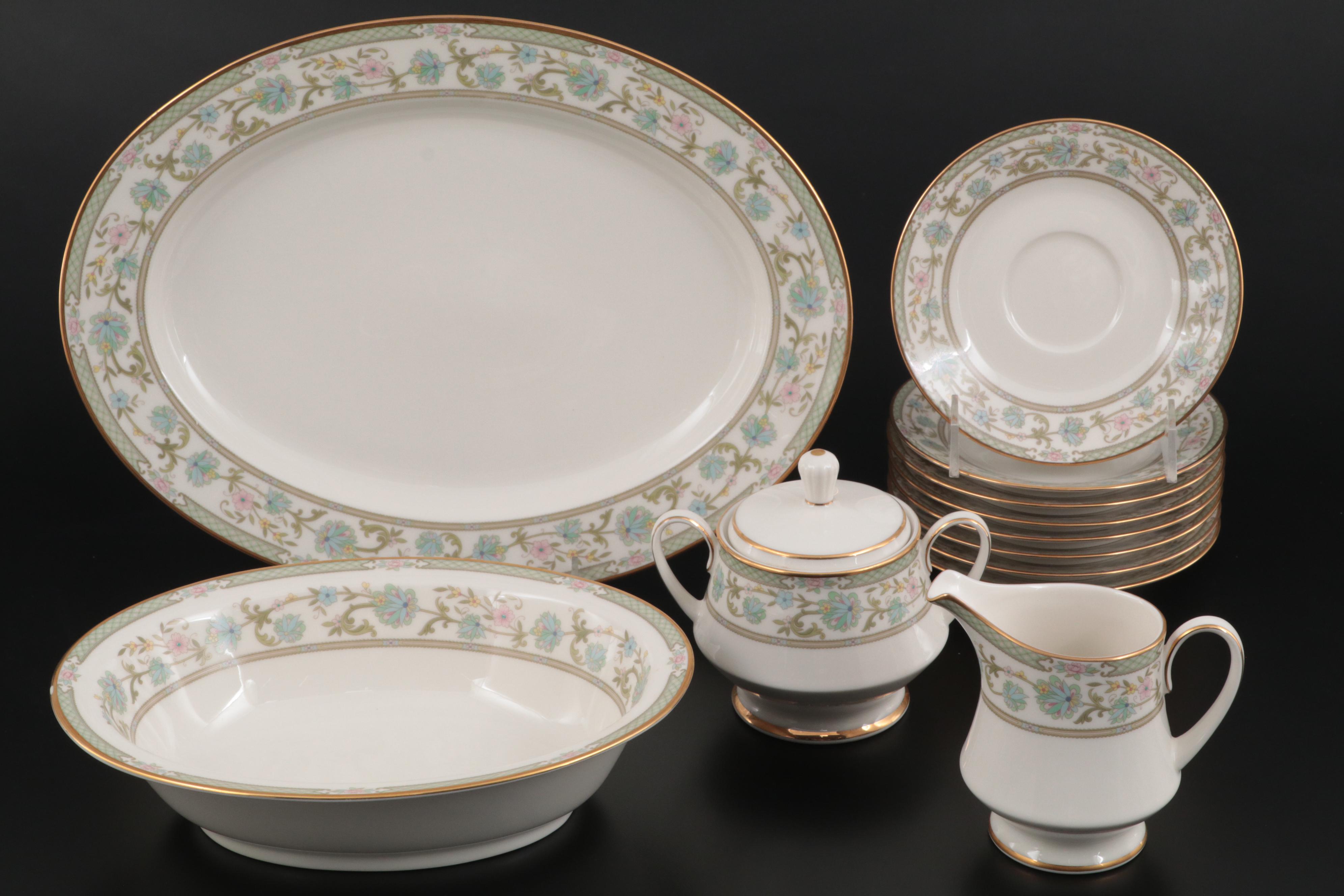 Noritake "Miyoshi" Porcelain Dinnerware and Serveware, Late 20th Century