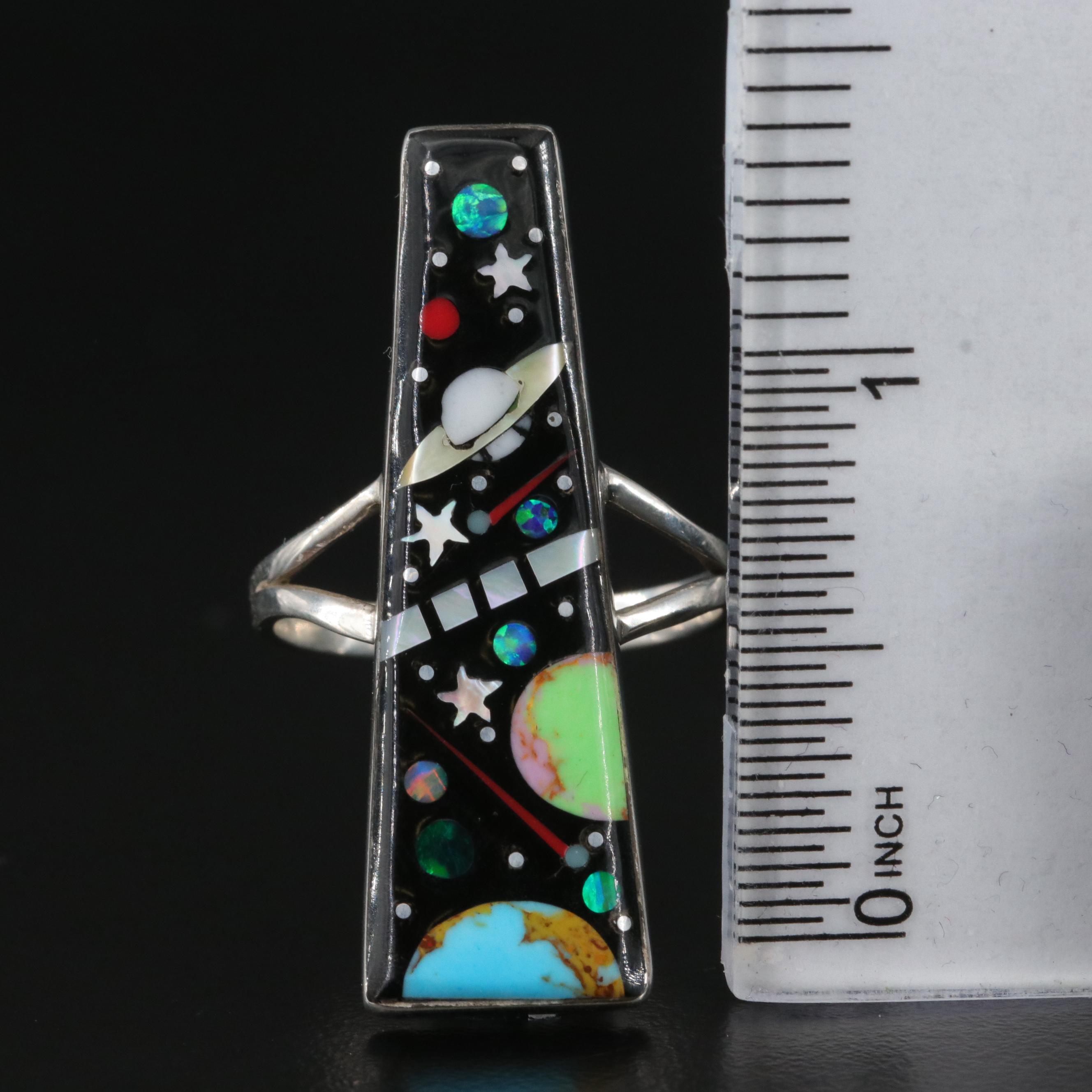 Stella Smiley Navajo Diné Sterling Night Sky Inlay Ring