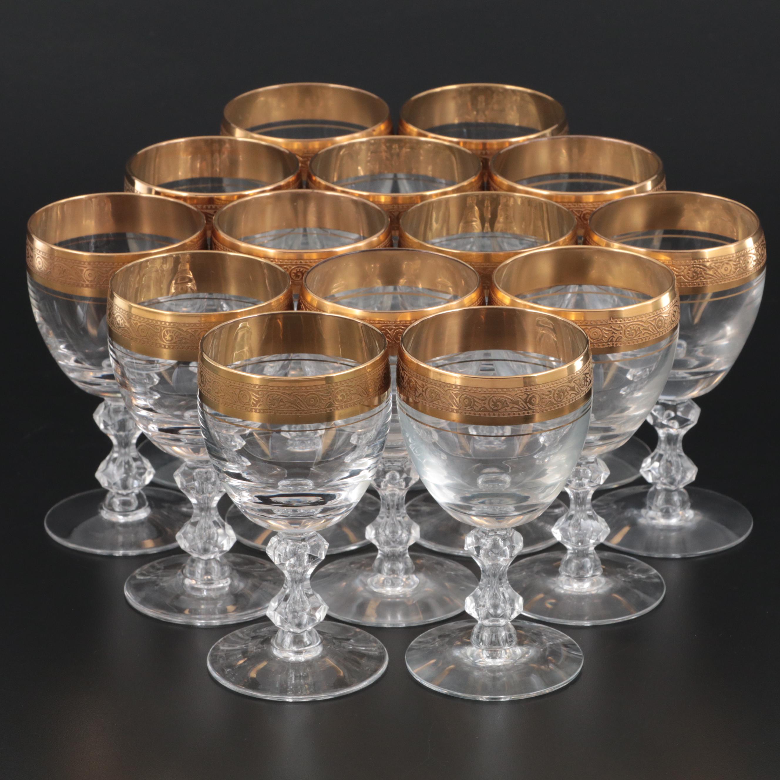 Tiffin-Franciscan "Westchester" Gold Embossed Wine Glasses, 20th Century