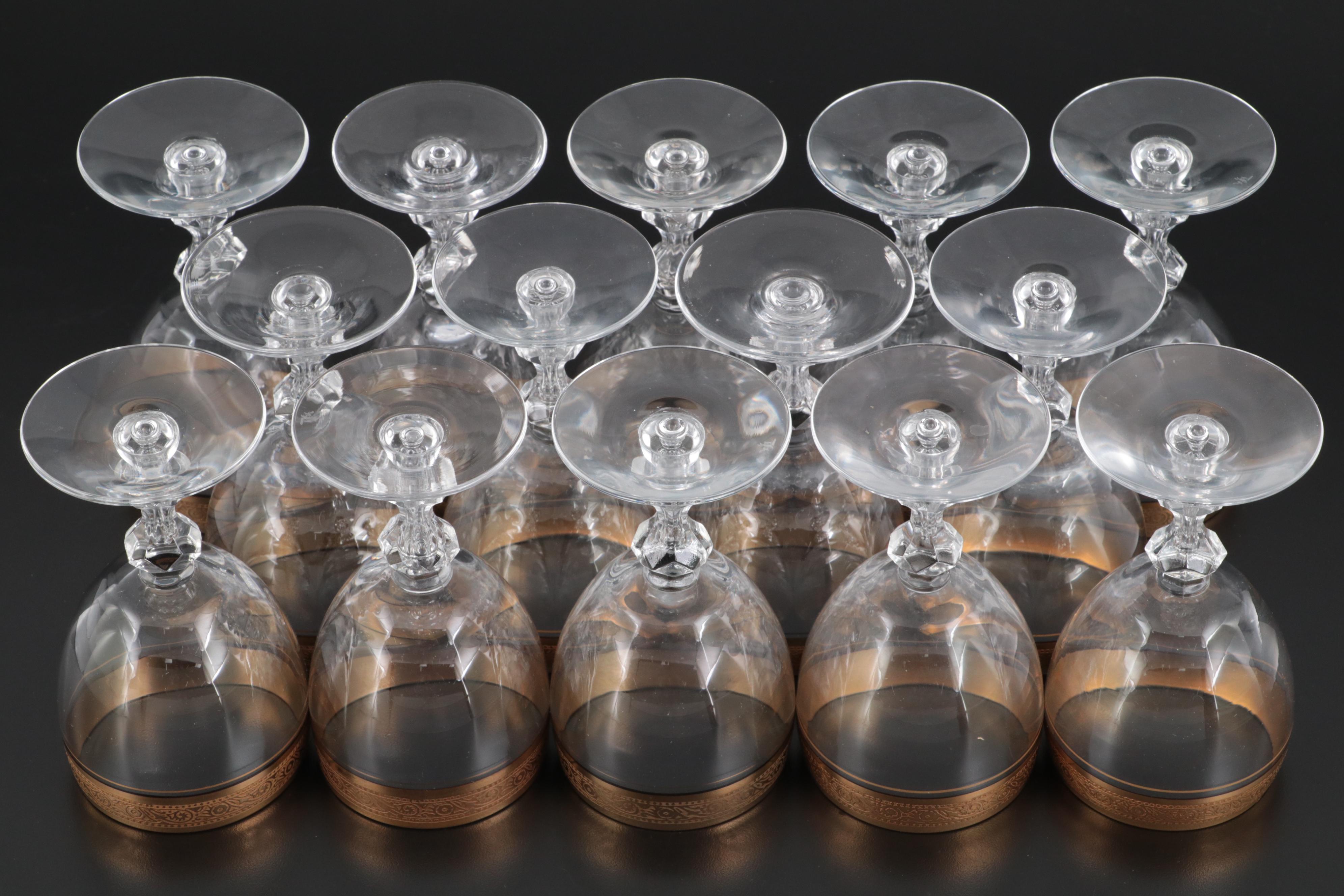 Tiffin-Franciscan "Westchester" Gold Embossed Wine Glasses, 20th Century