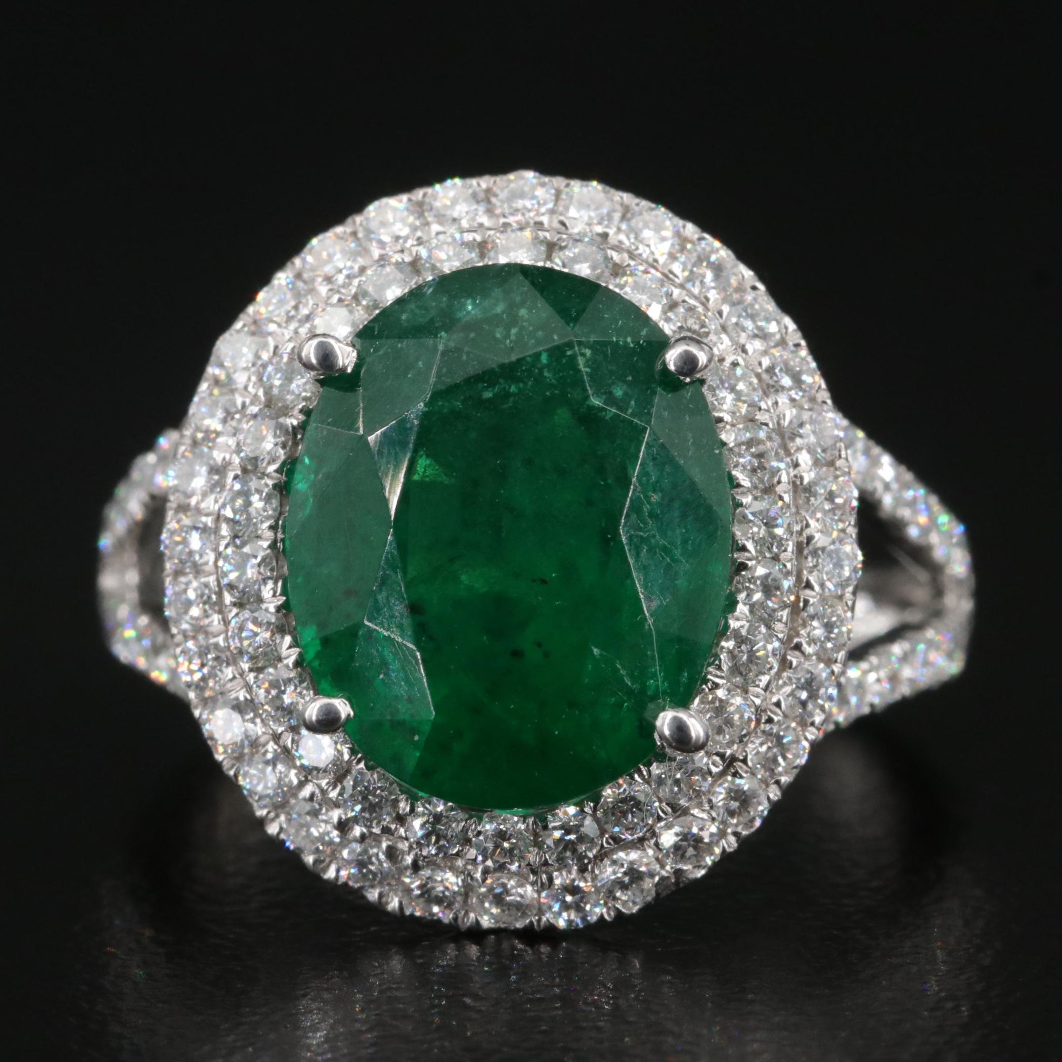 Oscar Friedman 18K 4.26 CT Emerald and Diamond Ring with GIA Report