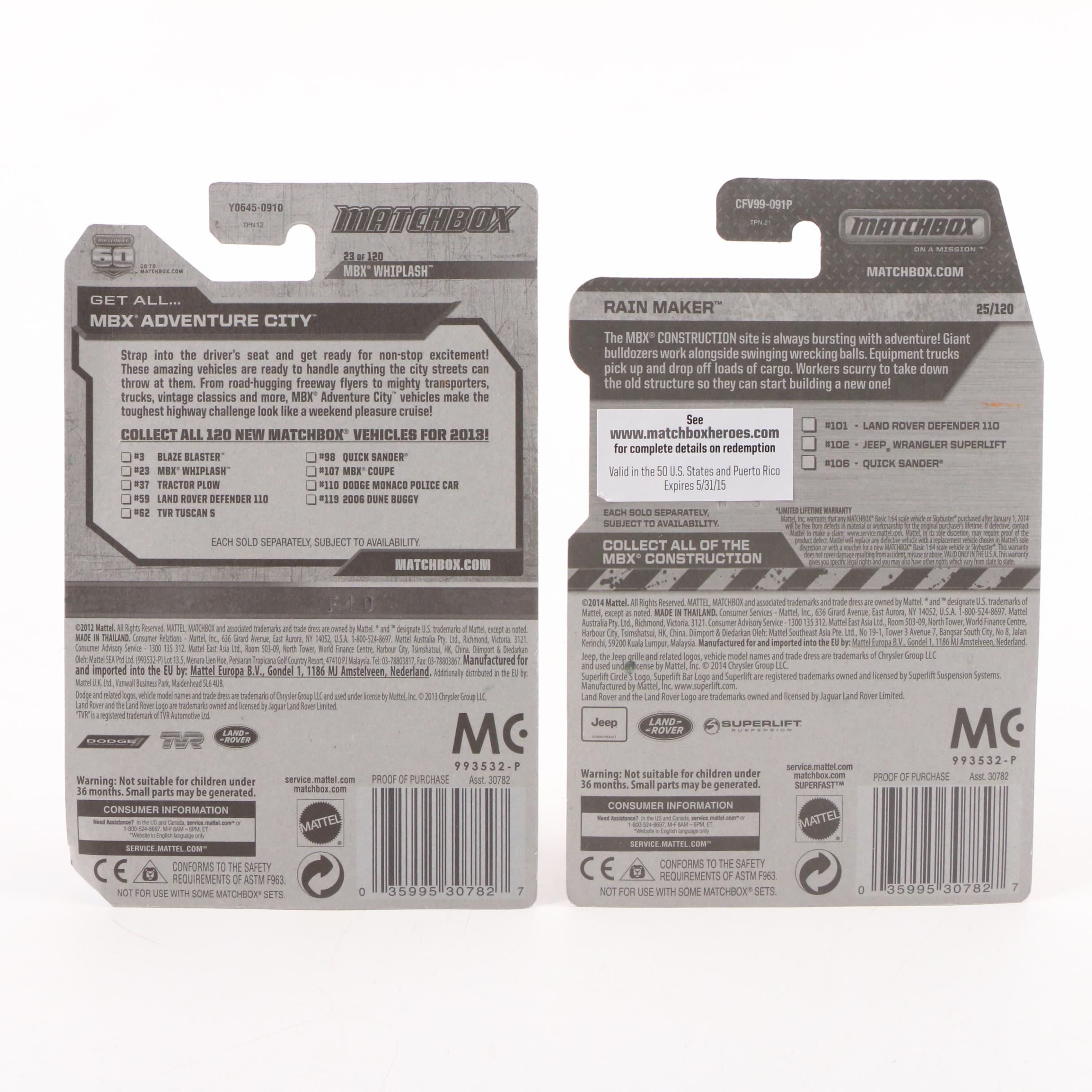 Mattel Matchbox MBX Diecast Cars, Sky Busters Planes