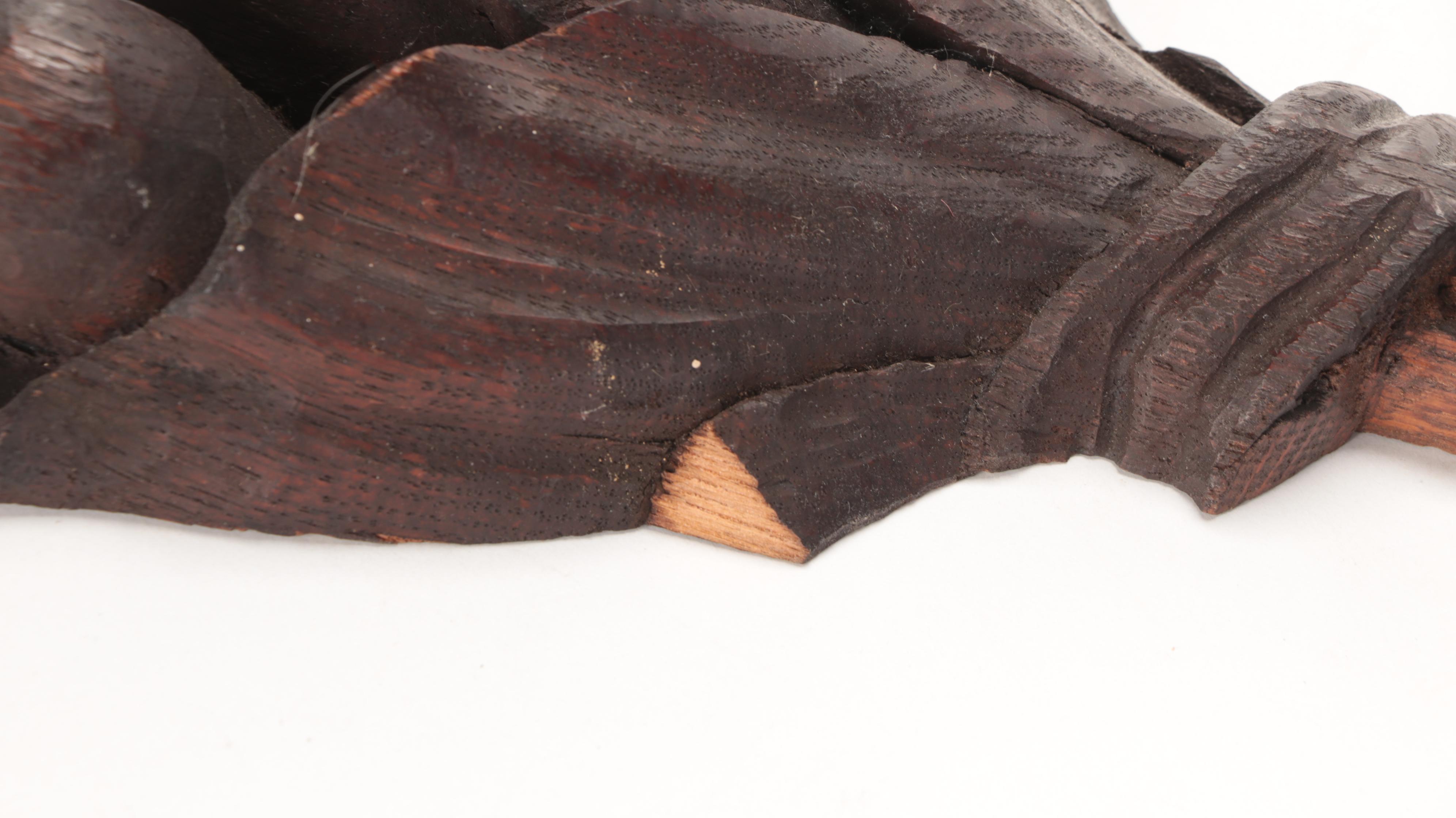 Hand-Carved Decorative Wooden Lintel and Decorative Wall Carving Fragment