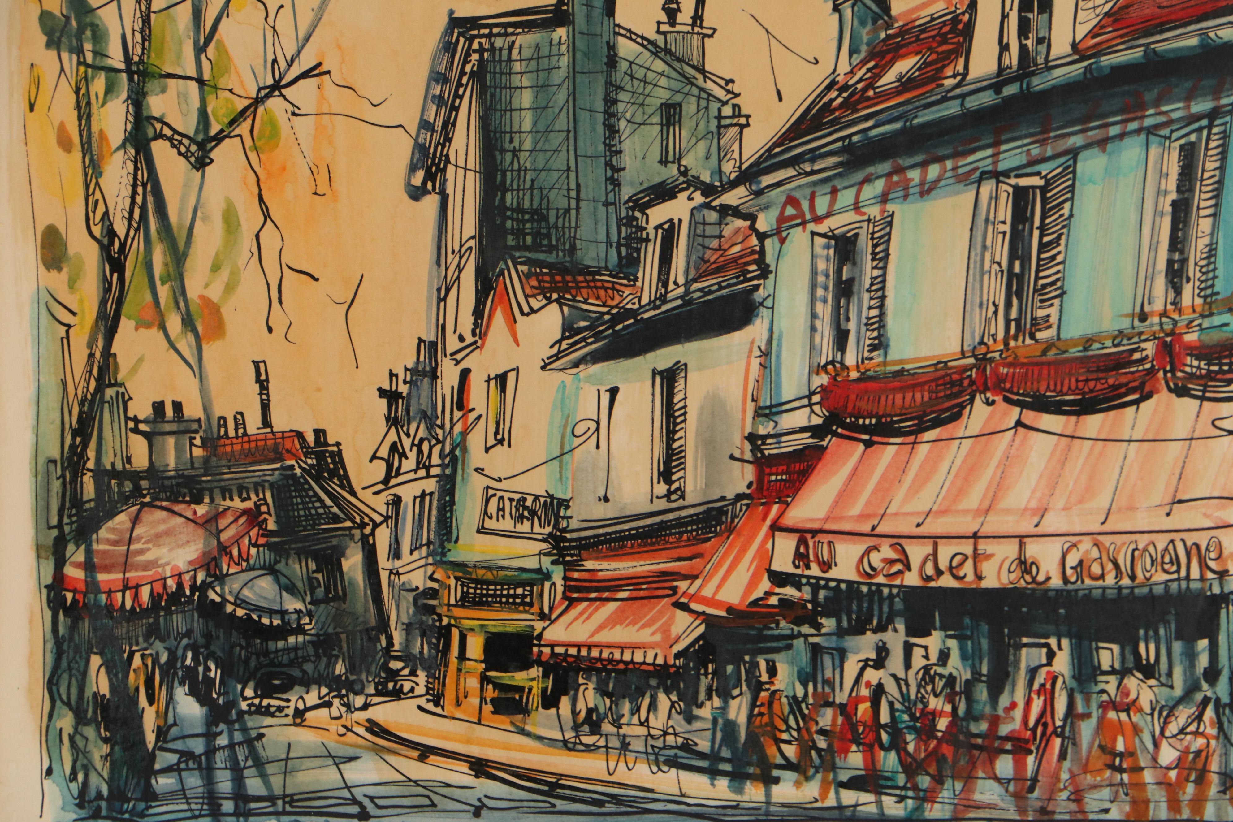 Hand-Colored Lithograph of Au Cadet de Gascogne, Late 20th Century