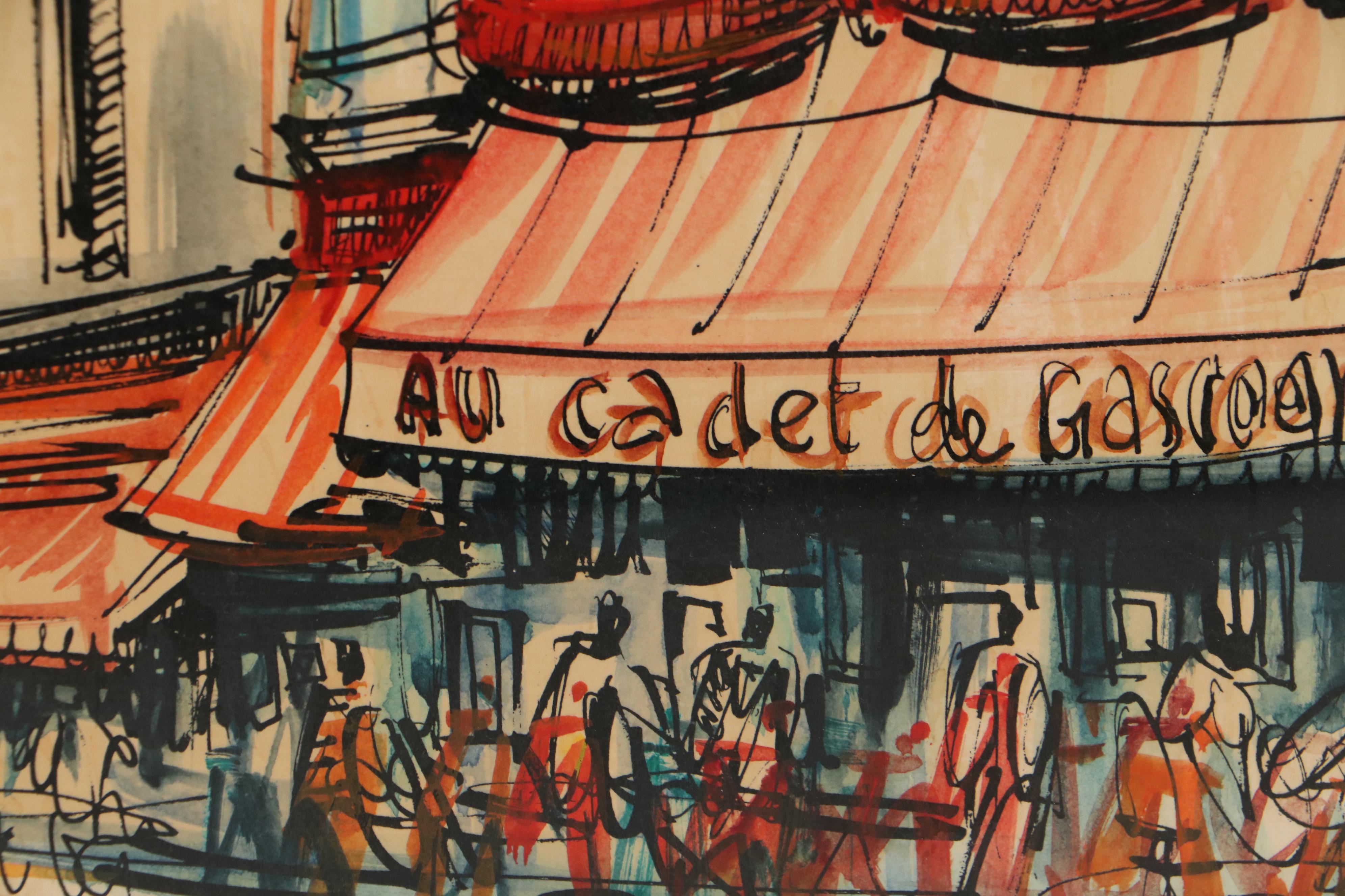 Hand-Colored Lithograph of Au Cadet de Gascogne, Late 20th Century