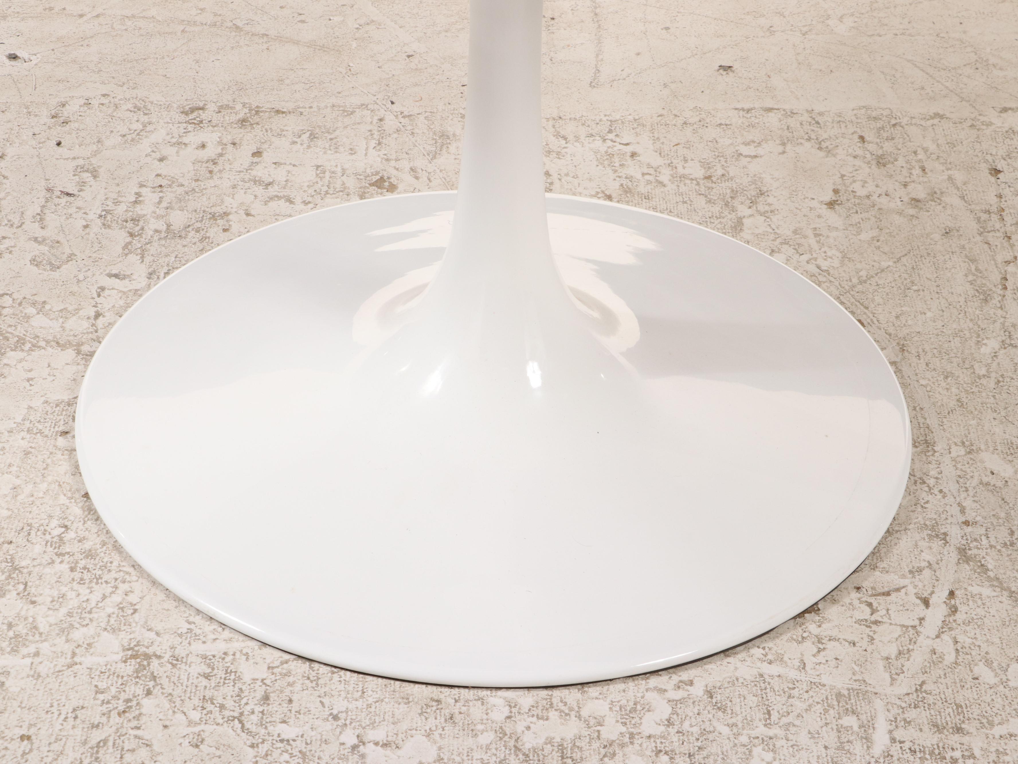 Modernist Style Walnut and White Powder-Coated Metal "Tulip" Dining Table