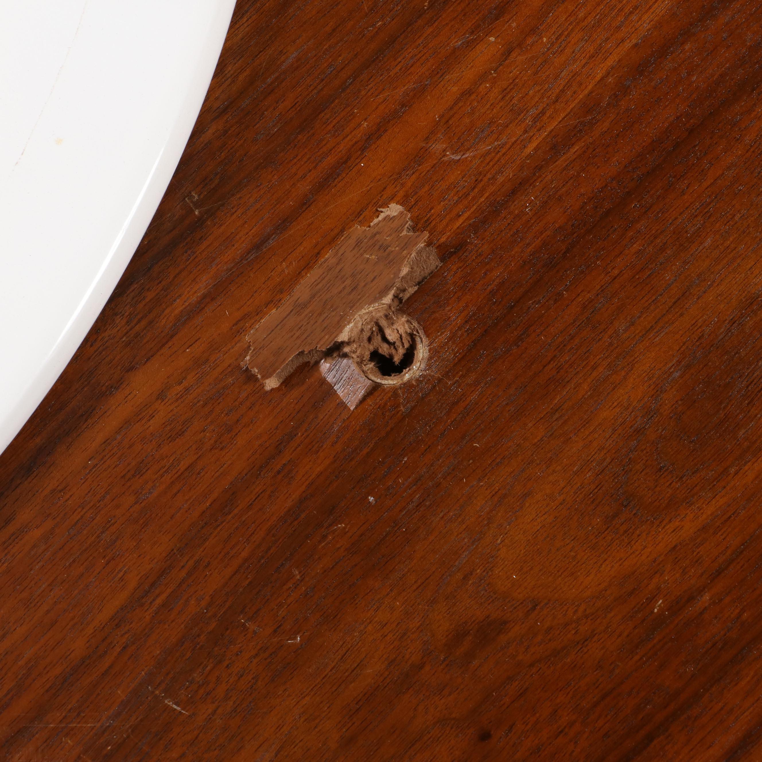 Modernist Style Walnut and White Powder-Coated Metal "Tulip" Dining Table